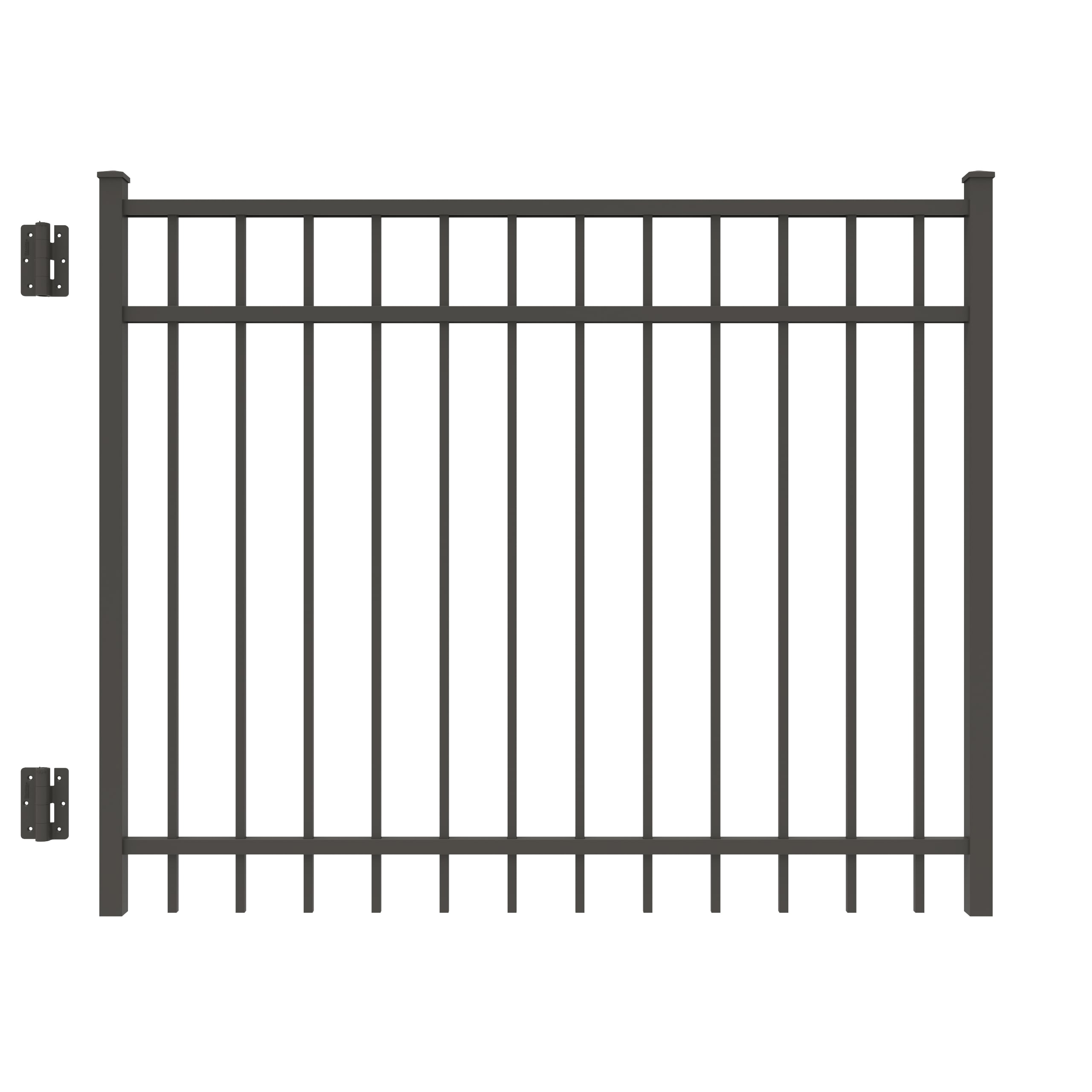 Freedom 73009685 New Haven 4-ft H x 5-ft W Pewter Aluminum Decorative Spaced picket Fence gate