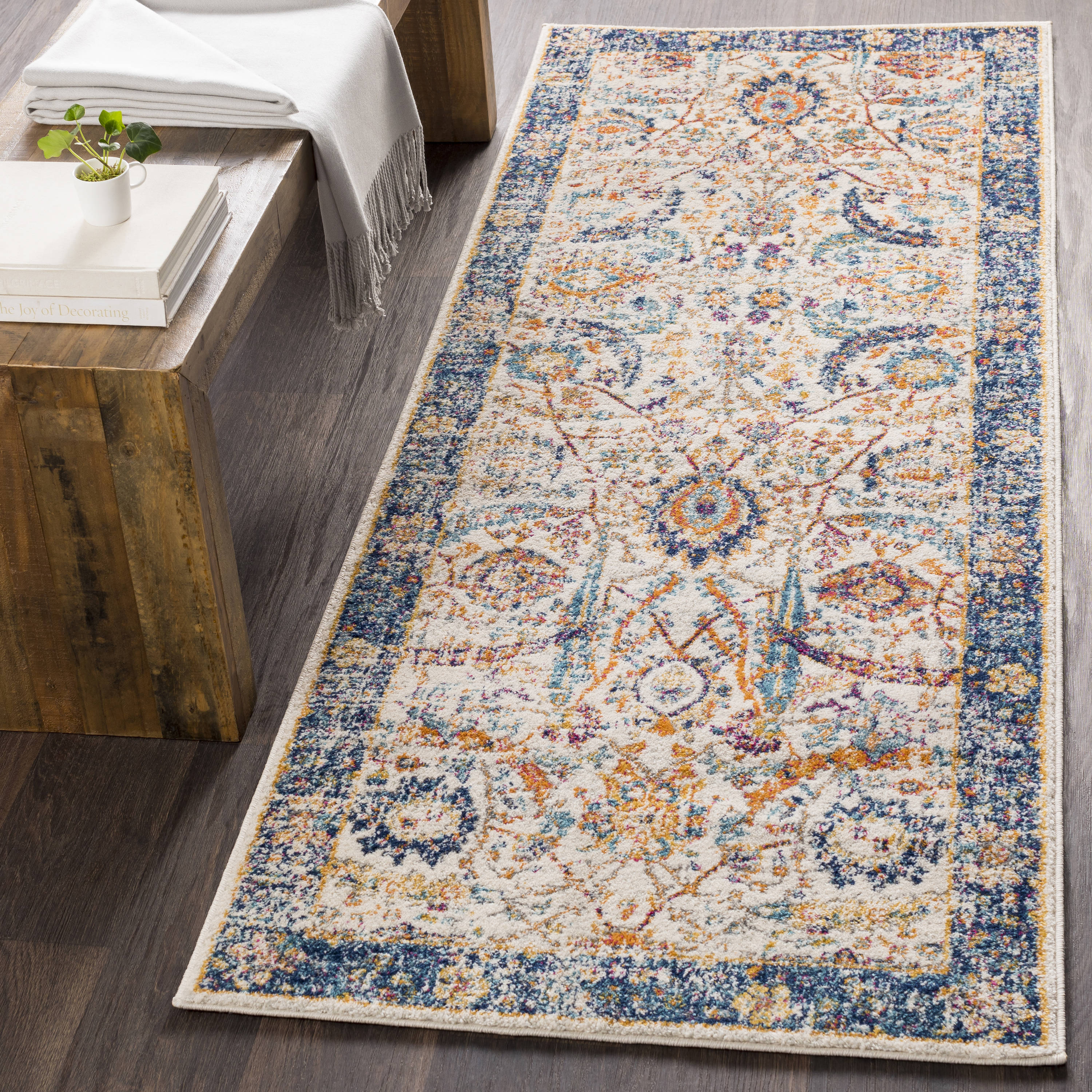 Livabliss HAP1014-2773 Harput 2 x 8 (ft) Polypropylene Beige Rectangular Indoor Medallion Oriental Runner rug