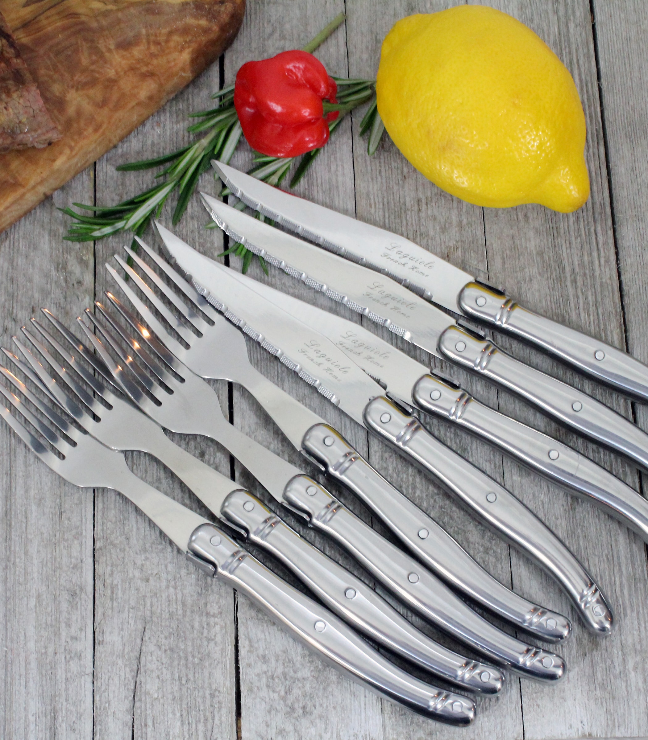 French Home Laguiole Steak Knives, Set of 4 - Shades of Gray