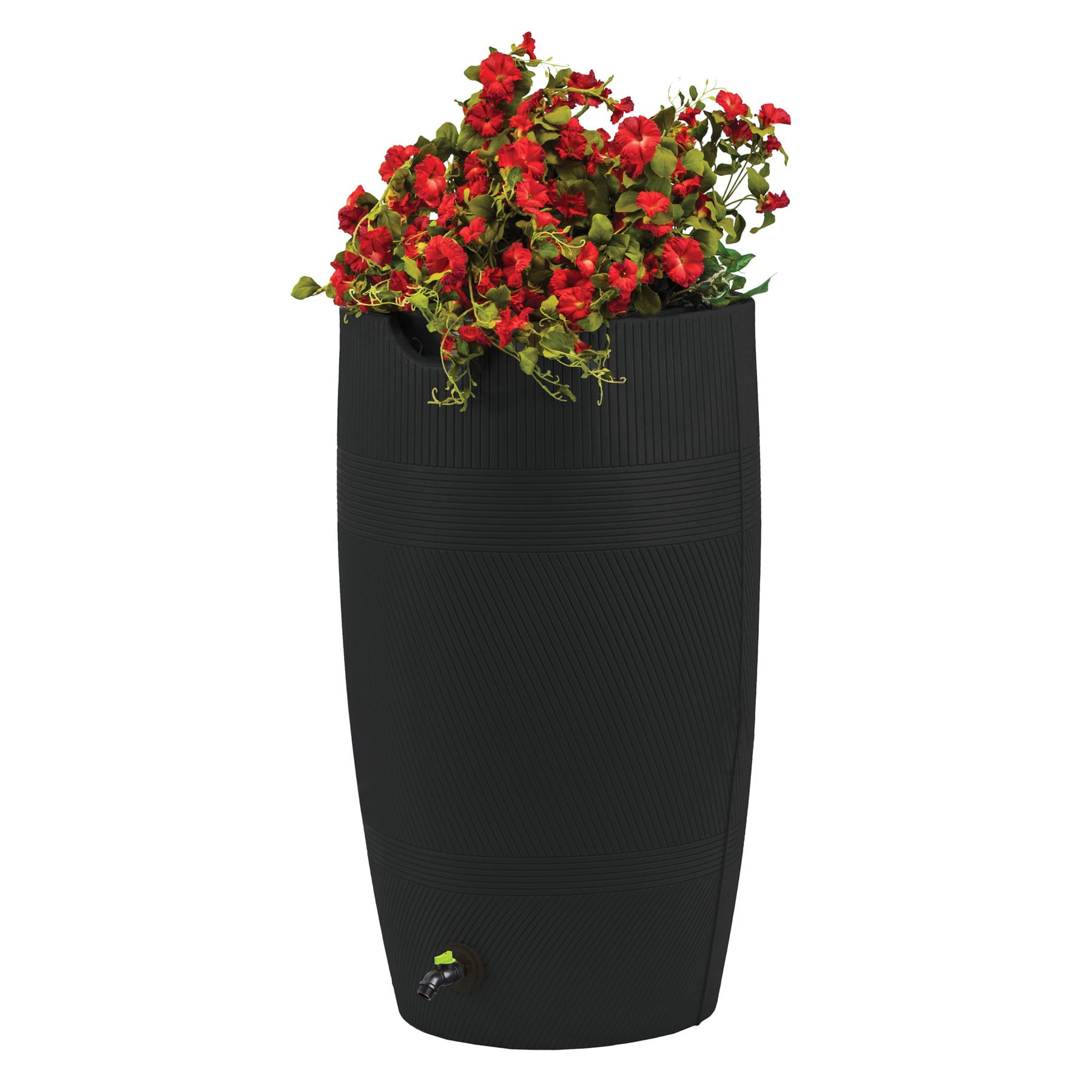 Good Ideas GI-REC-HAVA50-BLK 50-Gallon Black Recycled plastic Rain Barrel Spigot