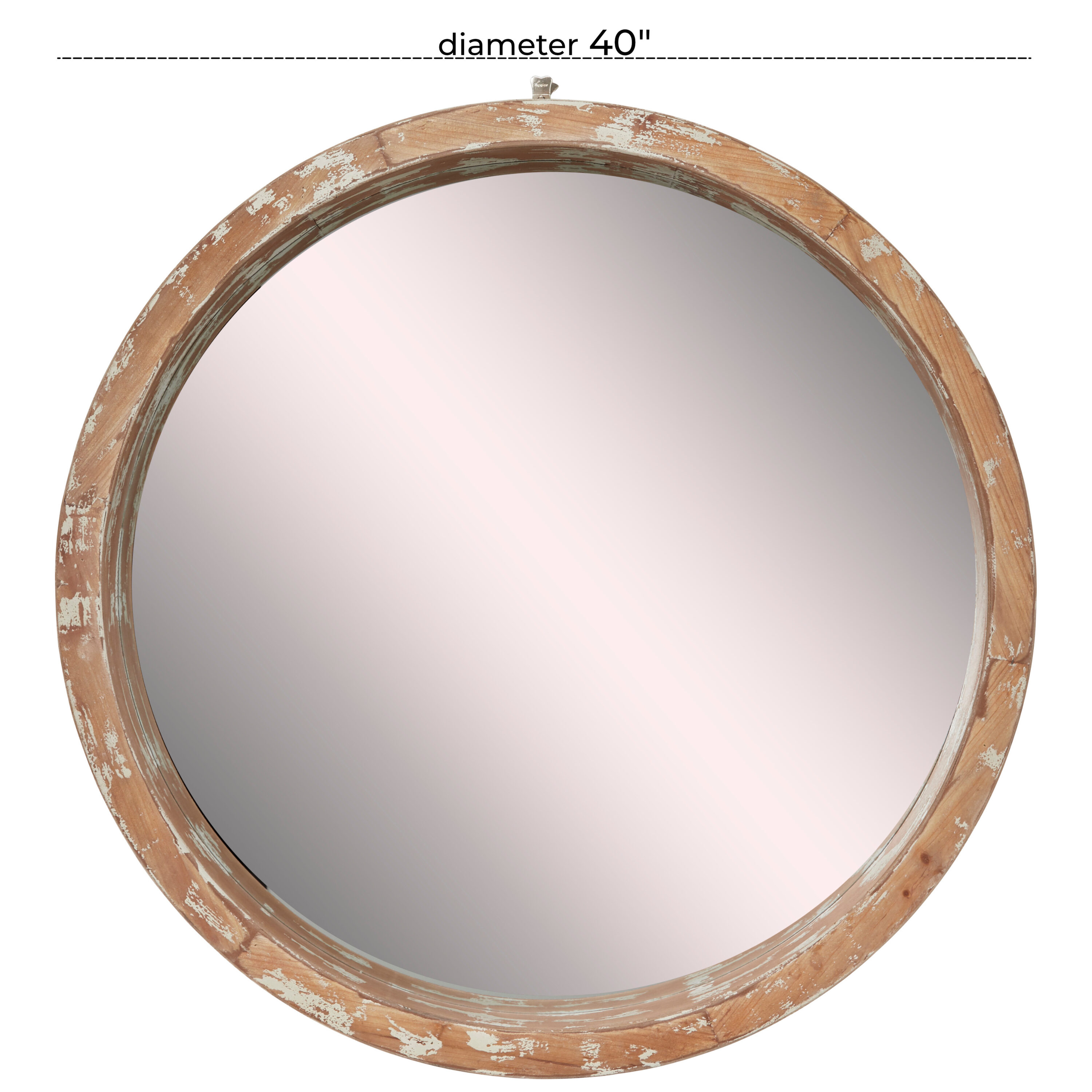 Grayson Lane 39.5-in W x 39.5-in H Round Brown Framed Wall Mirror