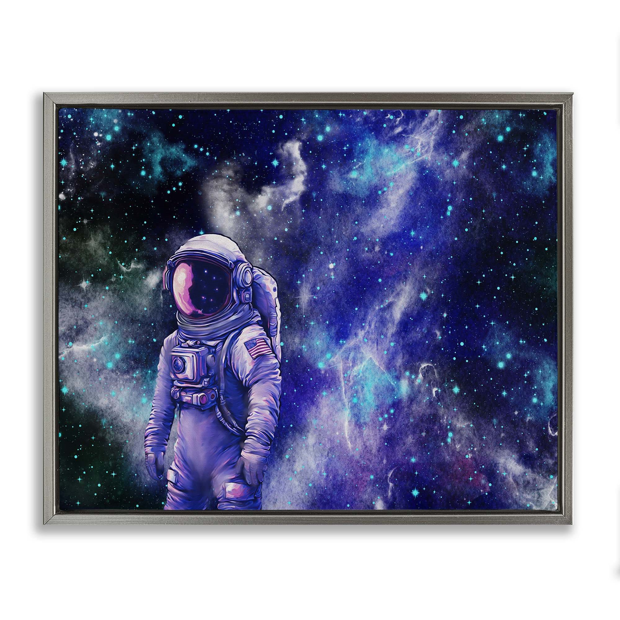 Stupell Industries BS-058-FFL-24X30 Astronaut with Blue Nebula Floating Frame design by Jesse Keith