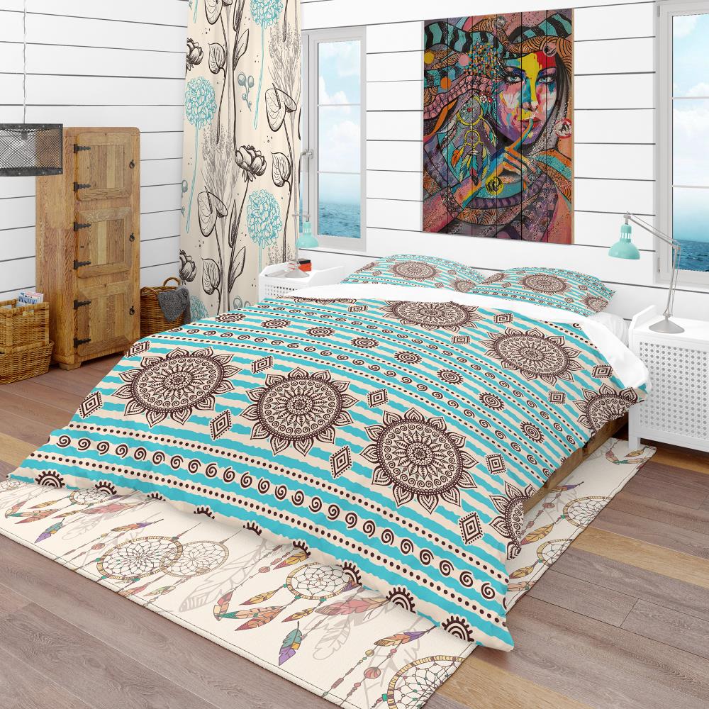 Designart BED18916-K 3-Piece Blue King Duvet Cover Set