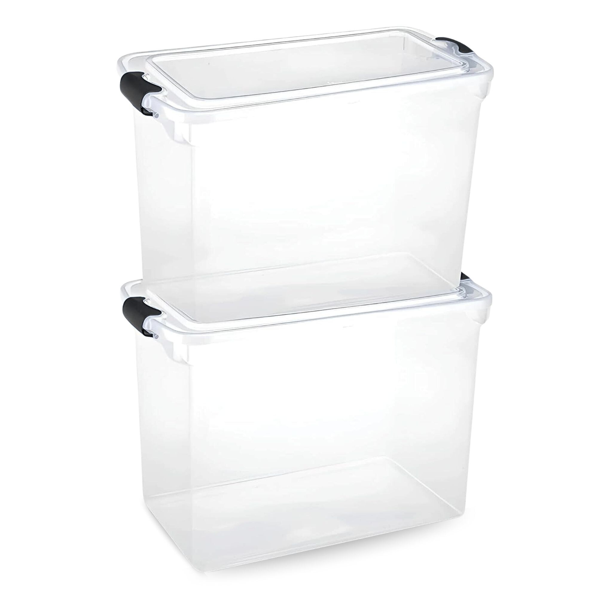 Homz Products 314615 HOMZ 112 Quart Latching Plastic Storage Container Extra Large Clear (2 Pack)