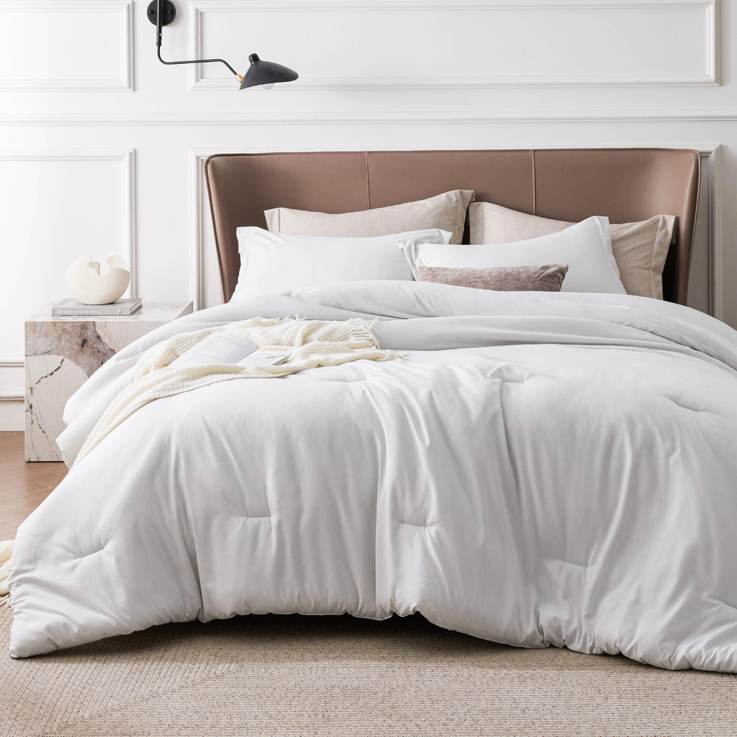 Bedsure 82x86 Full 3-Piece Grey Cationic Dyeing Comforter Set
