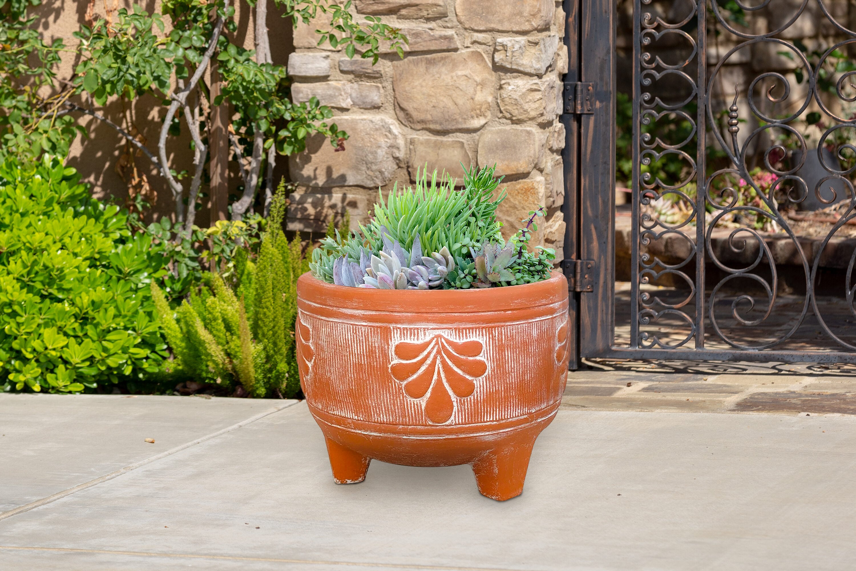 12.5-in x 10.5-in Terra Cotta Clay Planter with Drainage Holes at
