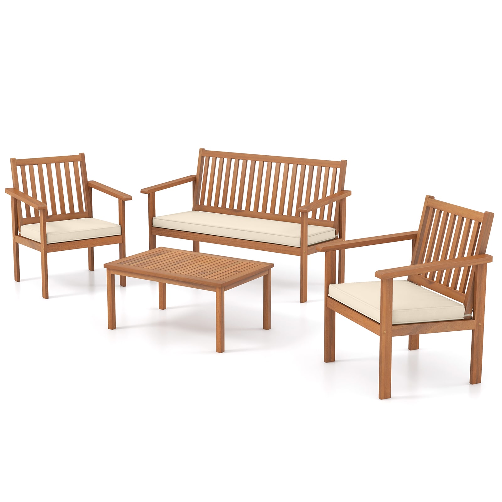 LIVIZA OUG72093WH 4 -Piece Patio Conversation Set with Off-white Cushions