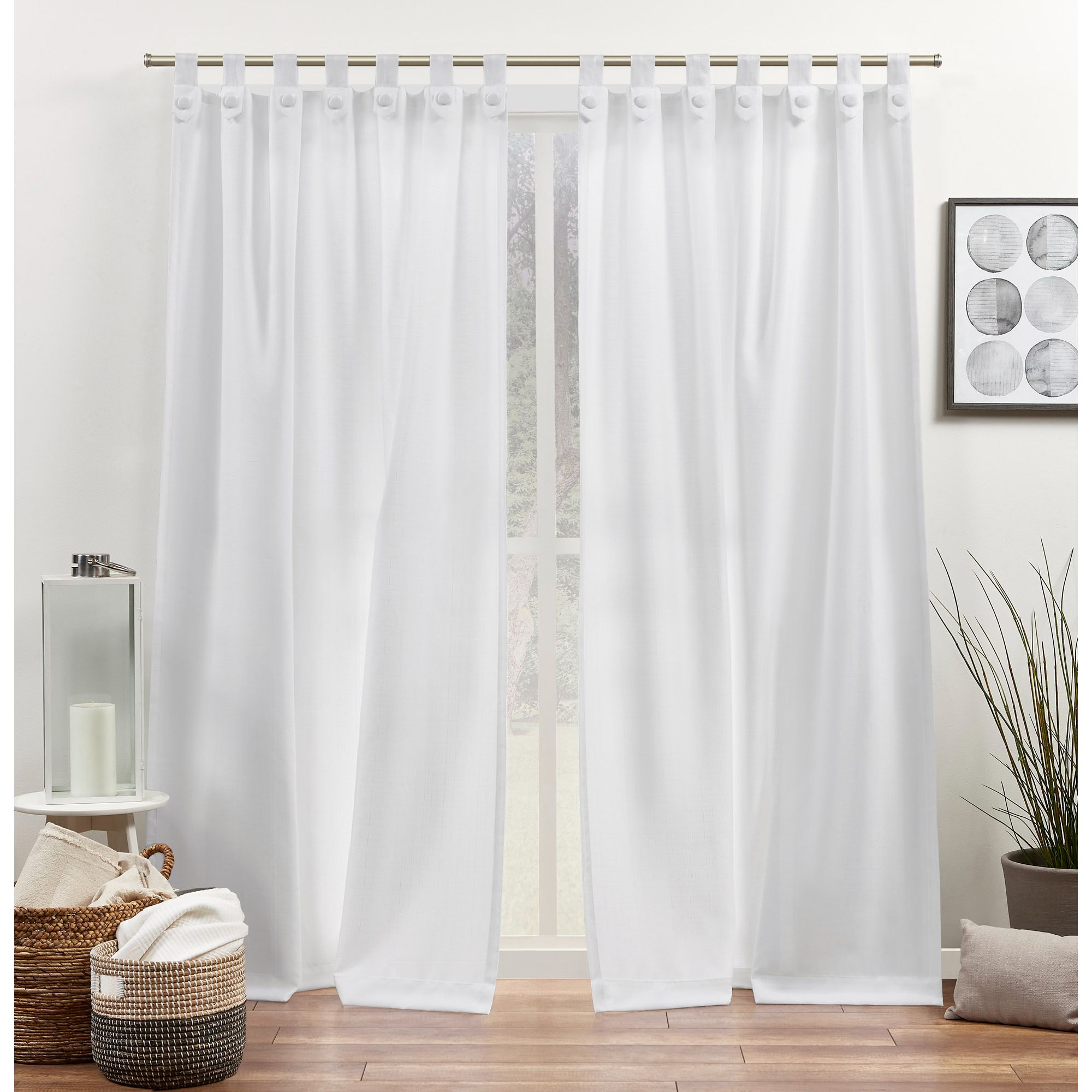 Exclusive Home YG013647DSEHE1 A207 96-Inches Winter White Light filtering Top tab Curtain panel pair