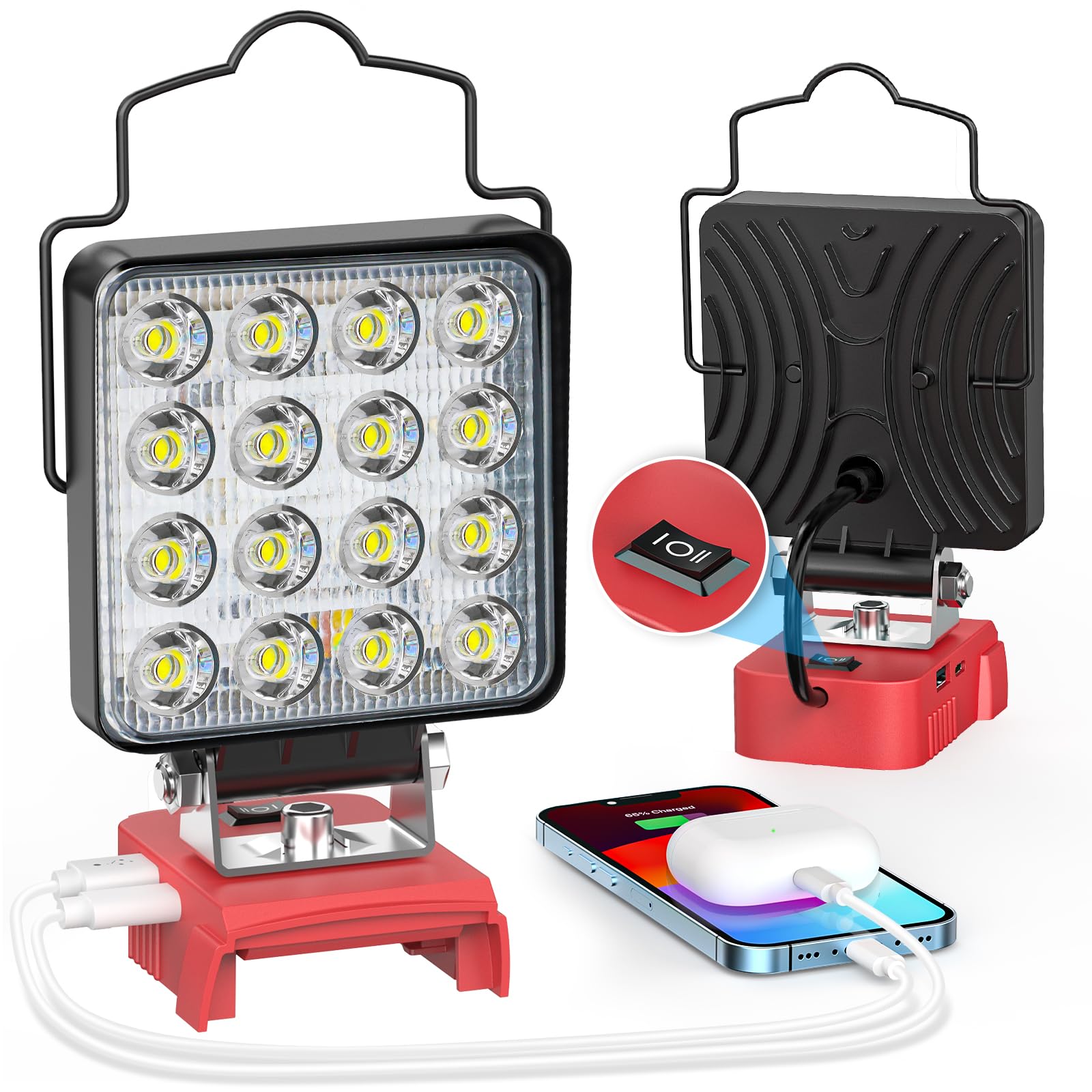 DYRCJ  LED Work Light Compatible with Milwaukee 18V power cell 112W Cordless Work Lights 11200LM of Flashlight power cell Light with Low Voltage