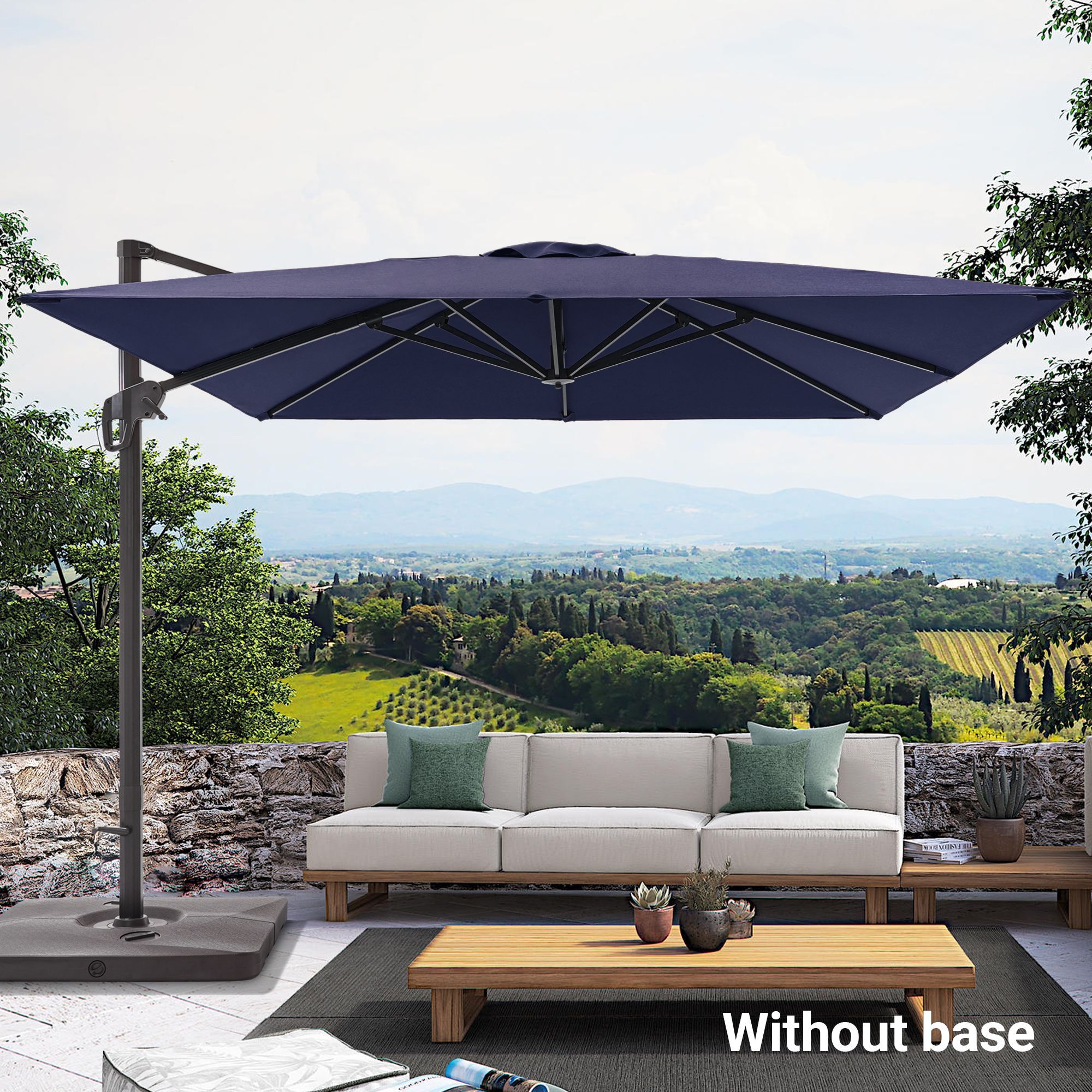 Sonkuki SD-NB33-NY 10-Feet Aluminum Blue No-tilt Cantilever Patio Umbrella