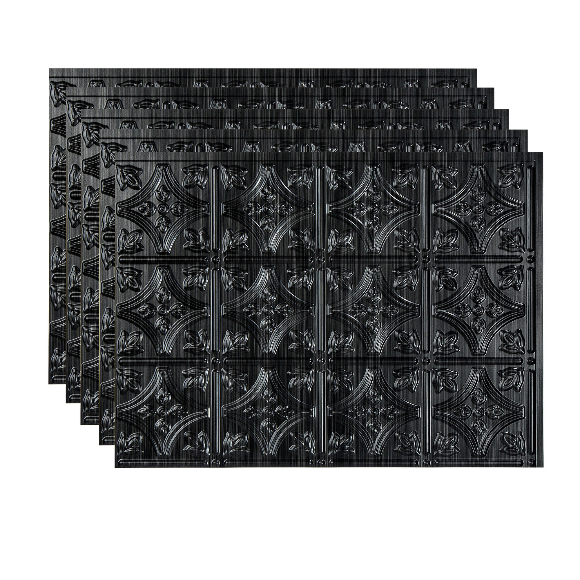 Fasade PB5042 Brushed Onyx 18-in x 24-in Multi-finish PVC Tin look Standard Wall Tile ( 15-sq ft Carton