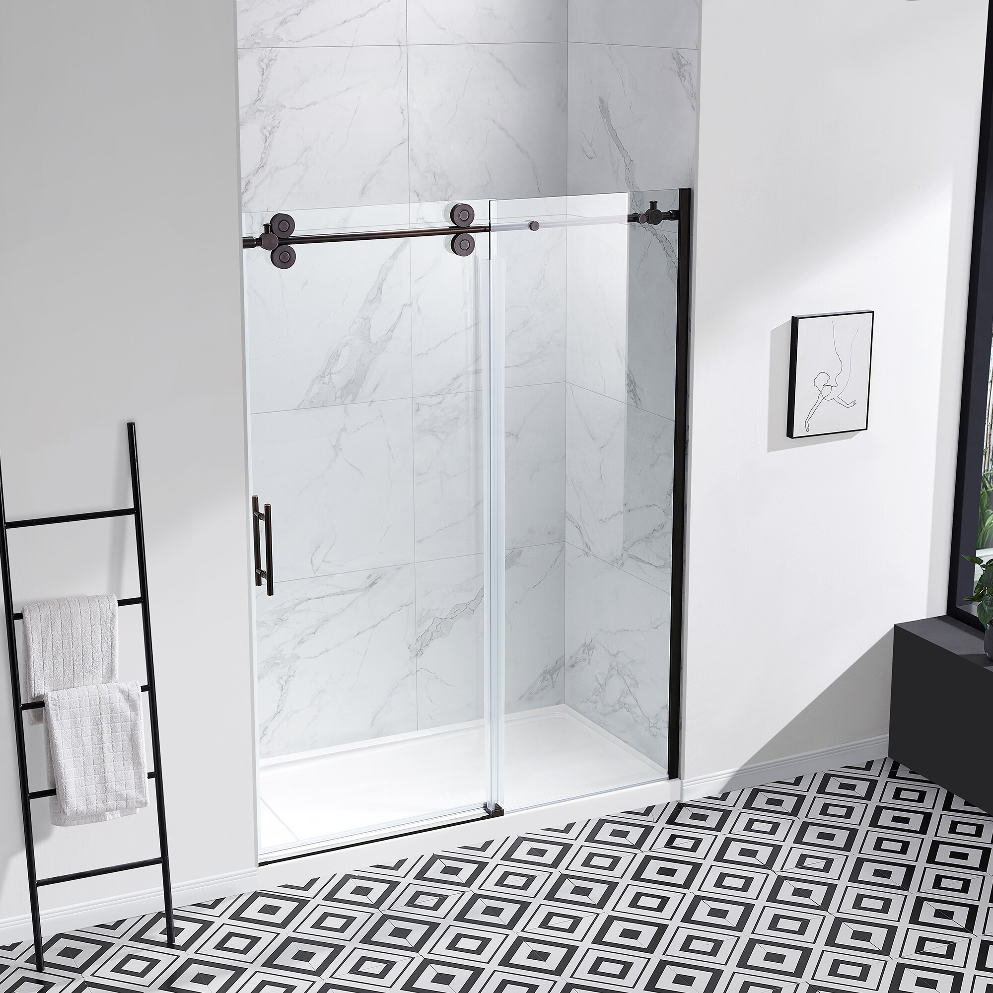 Ove Decors Sydney Oil Rubbed 58 12 In To 60 In W X 7875 In H Frameless Sliding Shower Door 7894