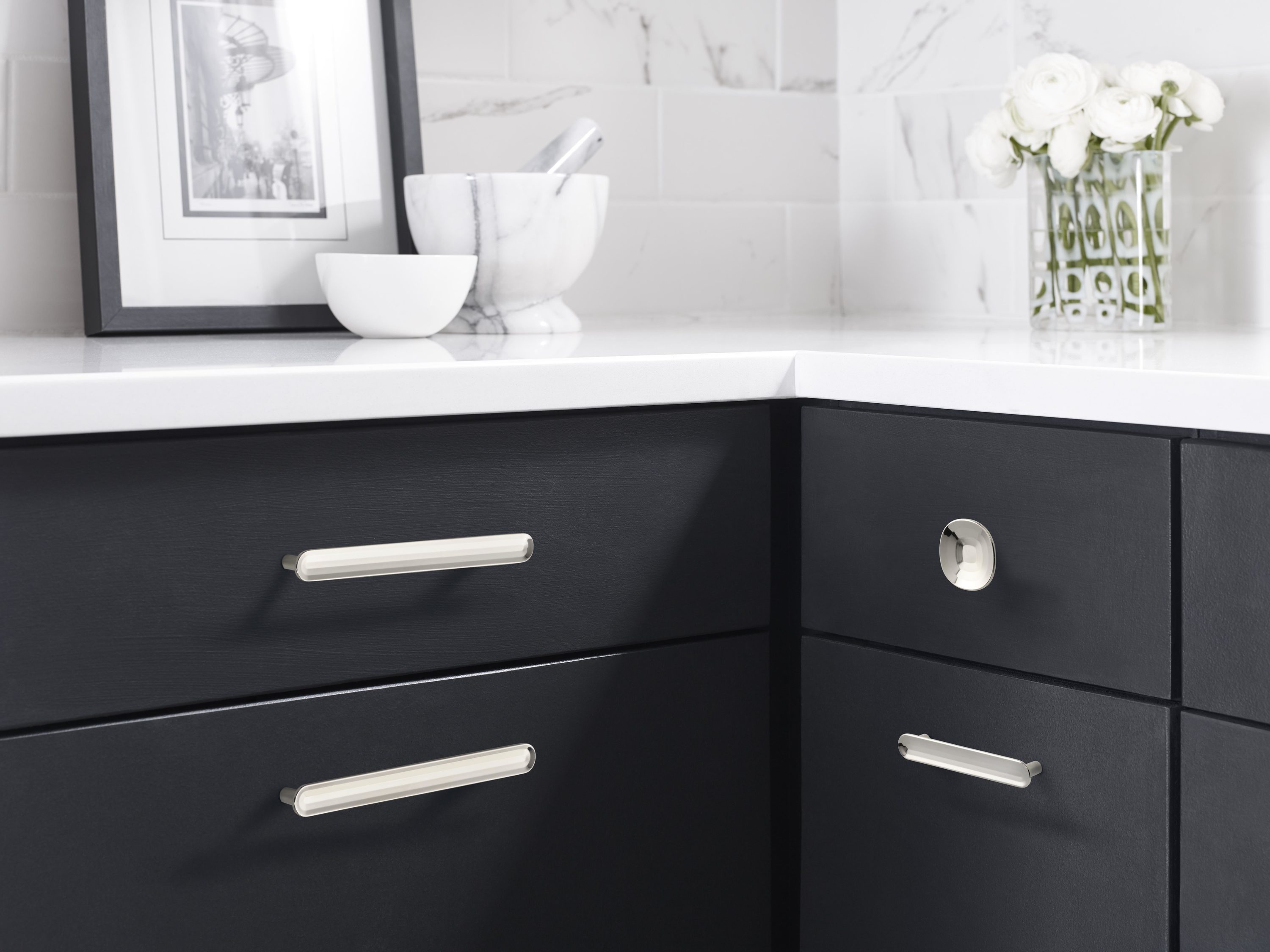 Polished Nickel Modern Round Cabinet Knob with Mounting Hardware