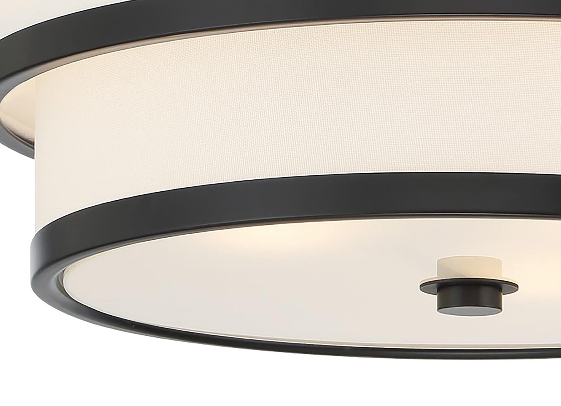 Coal Black Glass Drum 3-Light Flush Mount Ceiling Fixture