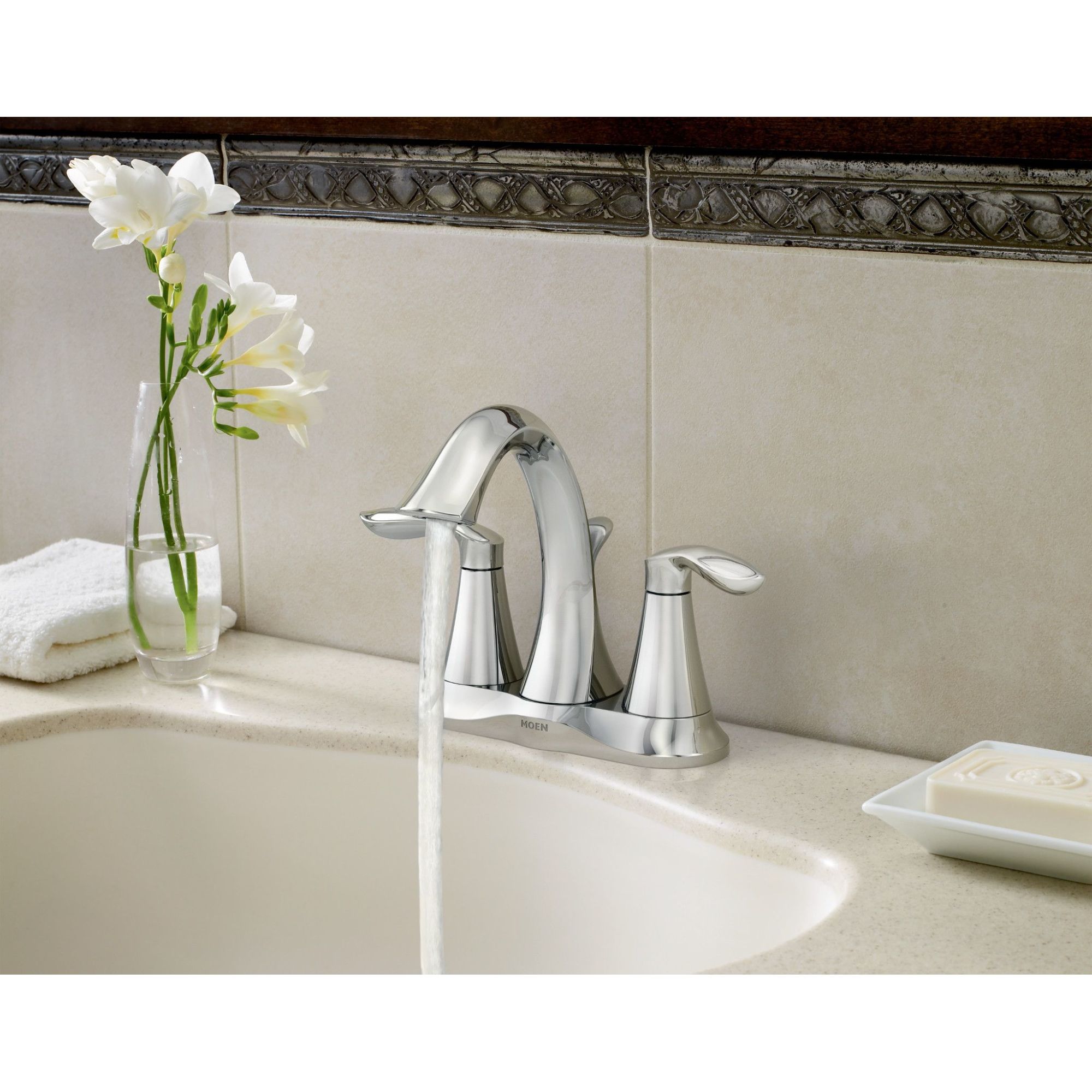Eva Chrome Two-Handle High Arc Bathroom Faucet
