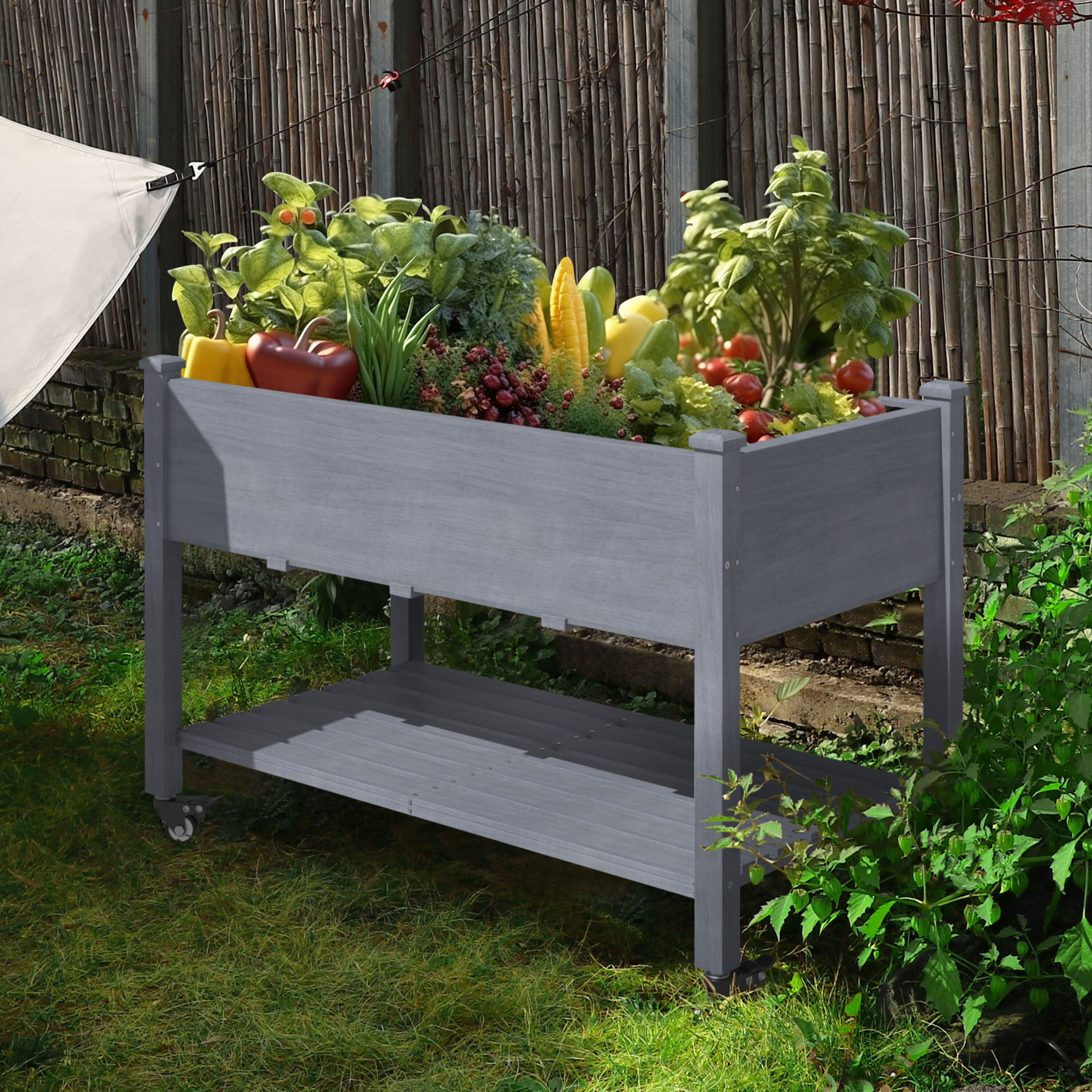 VEIKOUS PG0102-02-N1 4.47-cu ft 22.6-in W x 47.1-in L x 32.7-in H Gray Cedar Raised Garden Bed