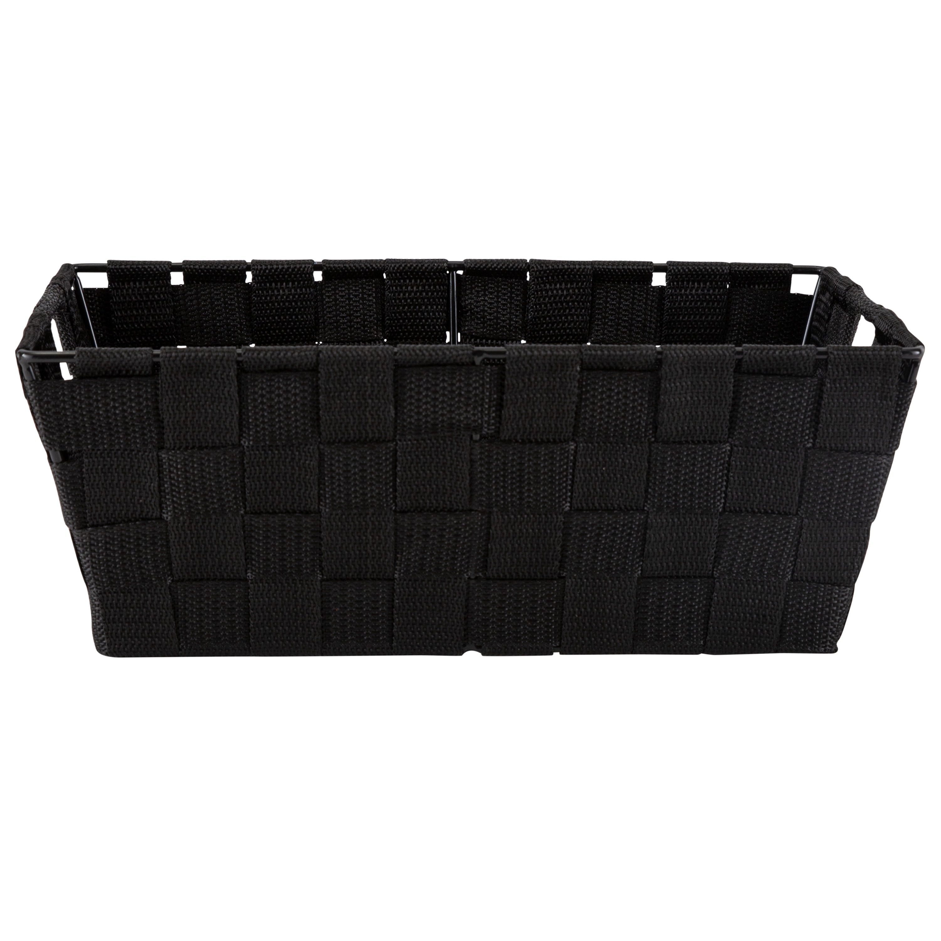 Small Black Woven Polypropylene Storage Baskets with Handles, Set of 2