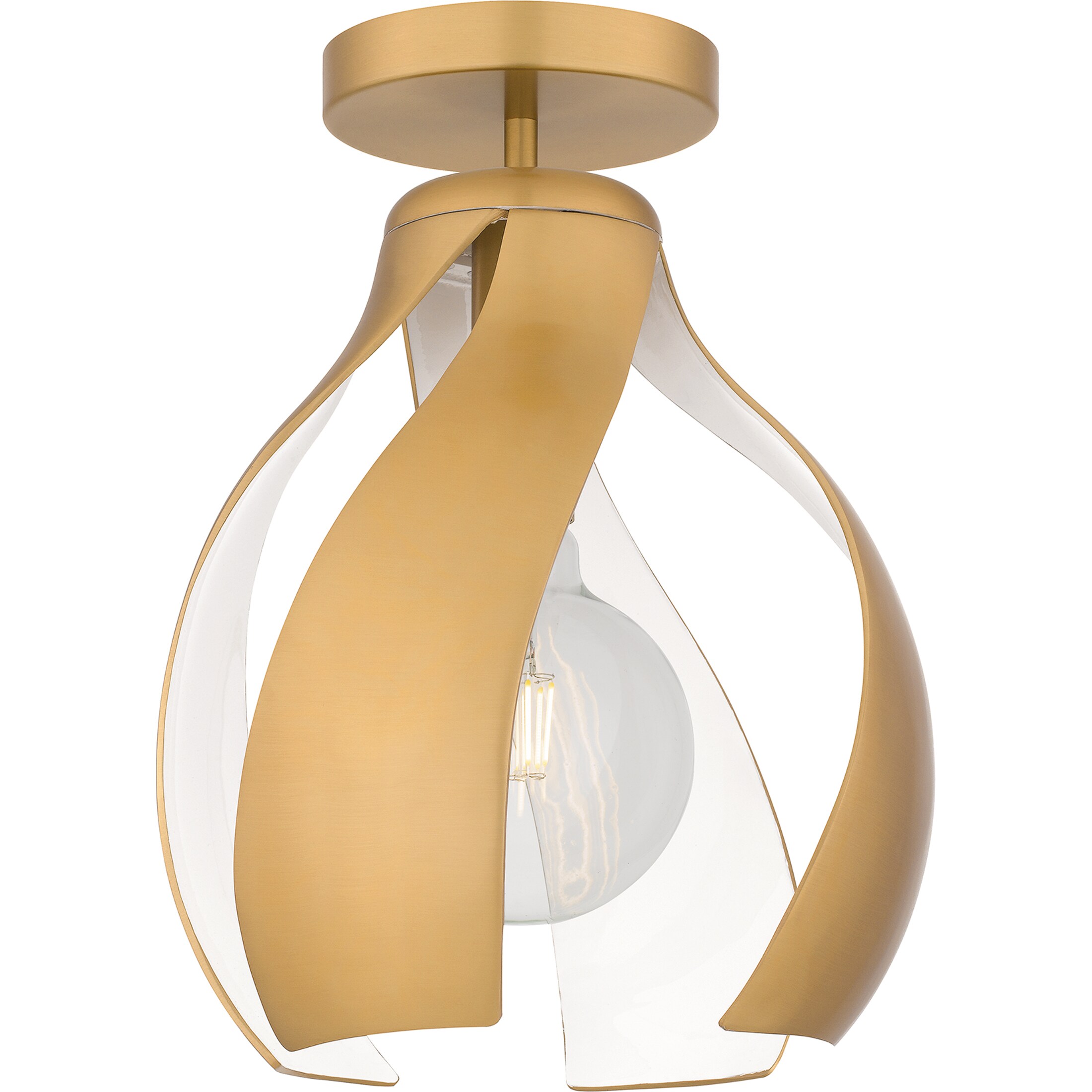 Quoizel QSF6739BWS Kiko 1 -Light 11-in Brushed Brass Semi Flush Mount Light