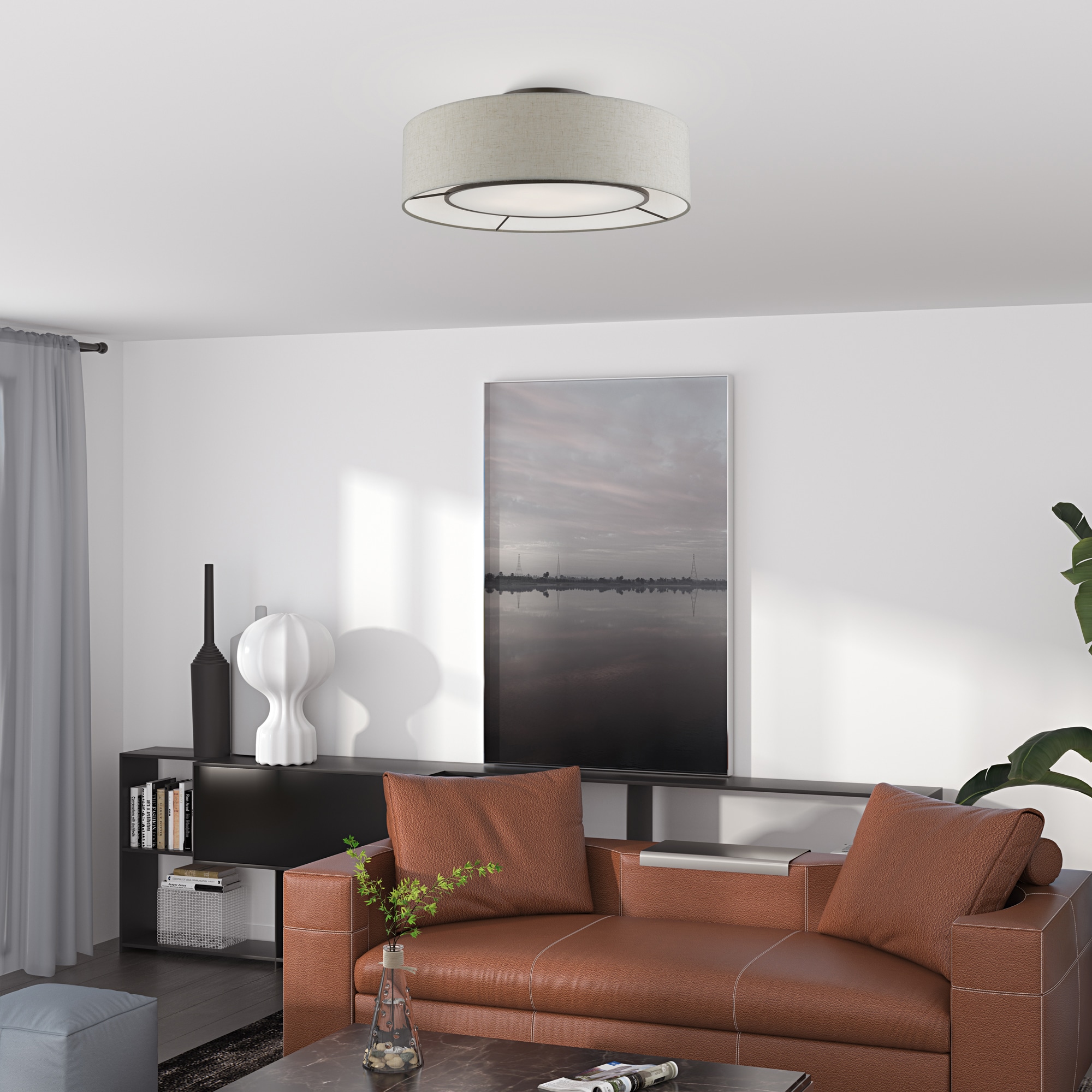 Livex Lighting 40144-92 Ellsworth 4 -Light 21-in Matte Bronze Semi Flush Mount Light