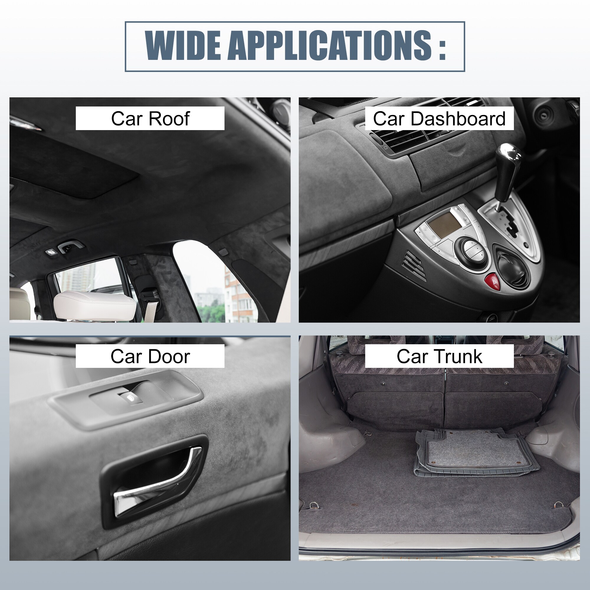 Motoforti Suede Headliner Fabric 36x60 - Foam Backed Car Interior Repair Material Black