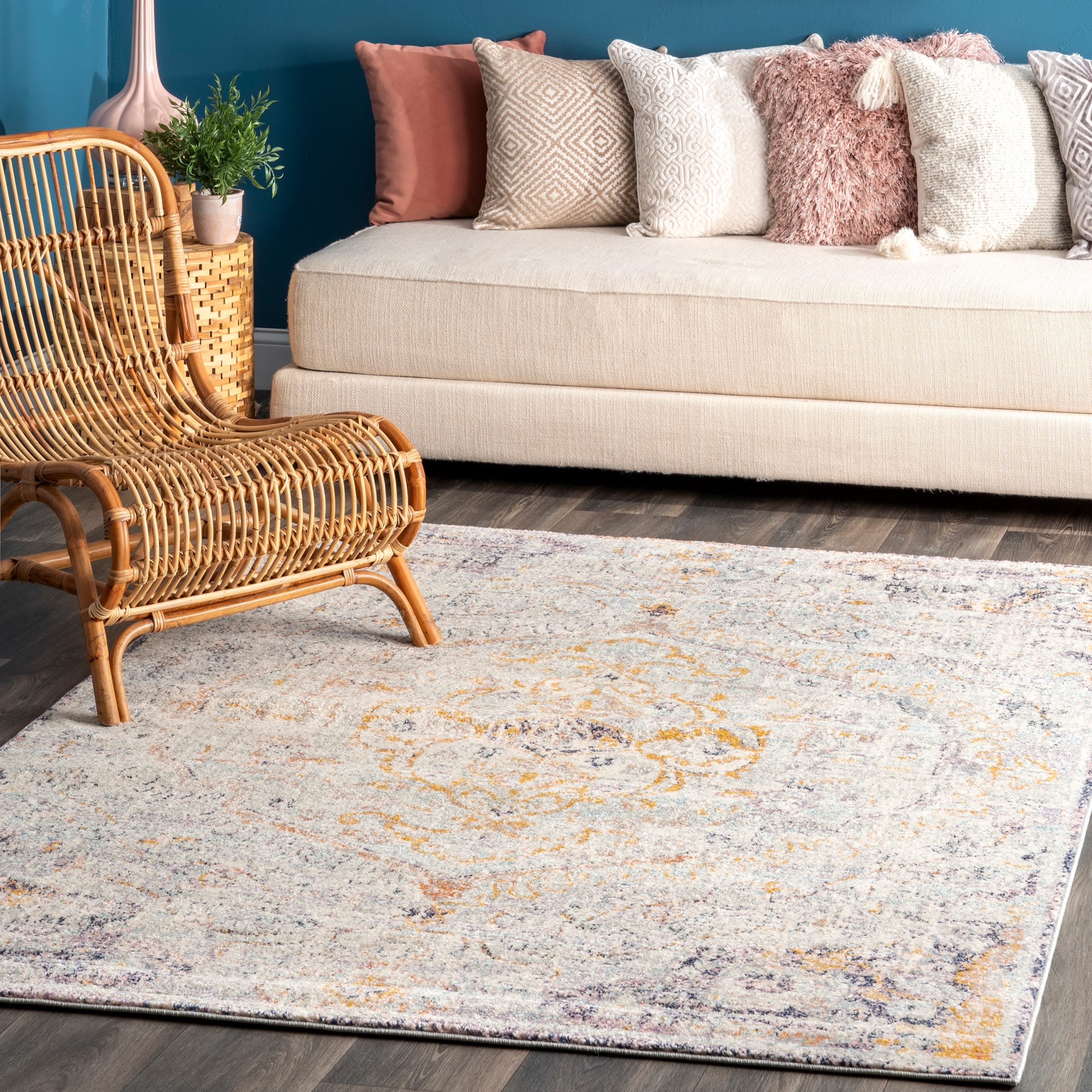 nuLOOM RZBD63F-6709 Maranda 6 x 9 (ft) Loomed Polypropylene Beige Rectangular Indoor Medallion Area rug