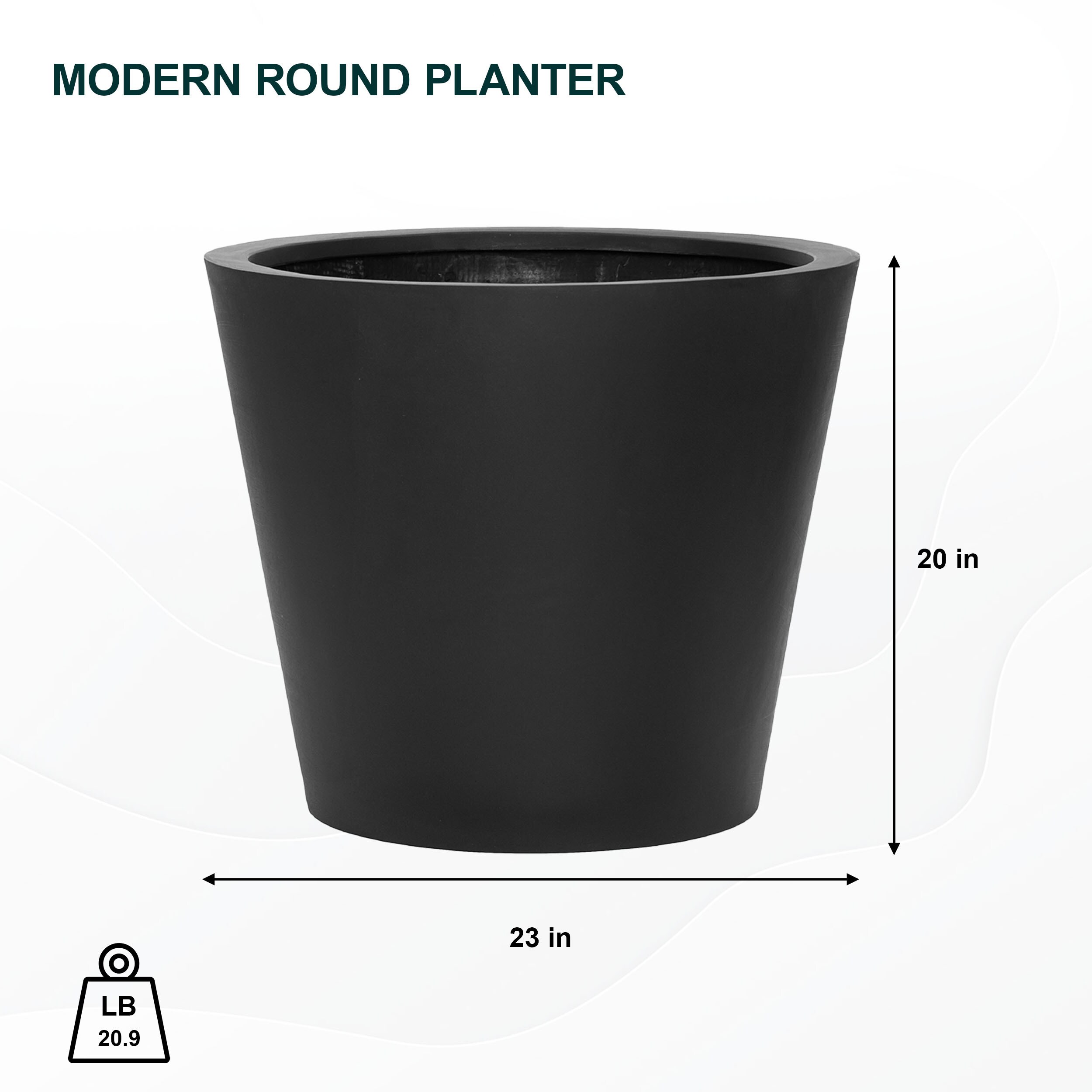 Pottery Pots Round 23-in W x 20-in H Black Stone Contemporary/Modern ...