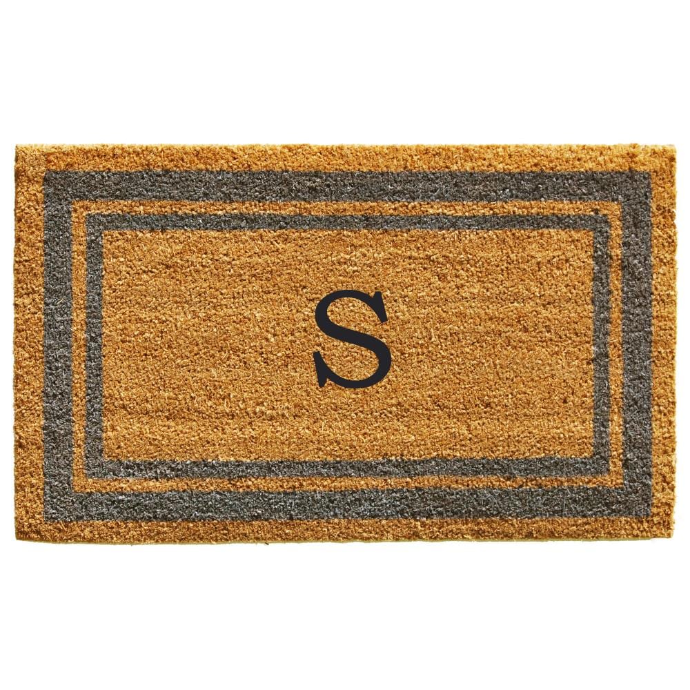 Callowaymills 153021830S 18-in x 30-in Natural/Periwinkle Coir/Vinyl Non-Slip Grip Indoor or outdoor Decorative Door Mat