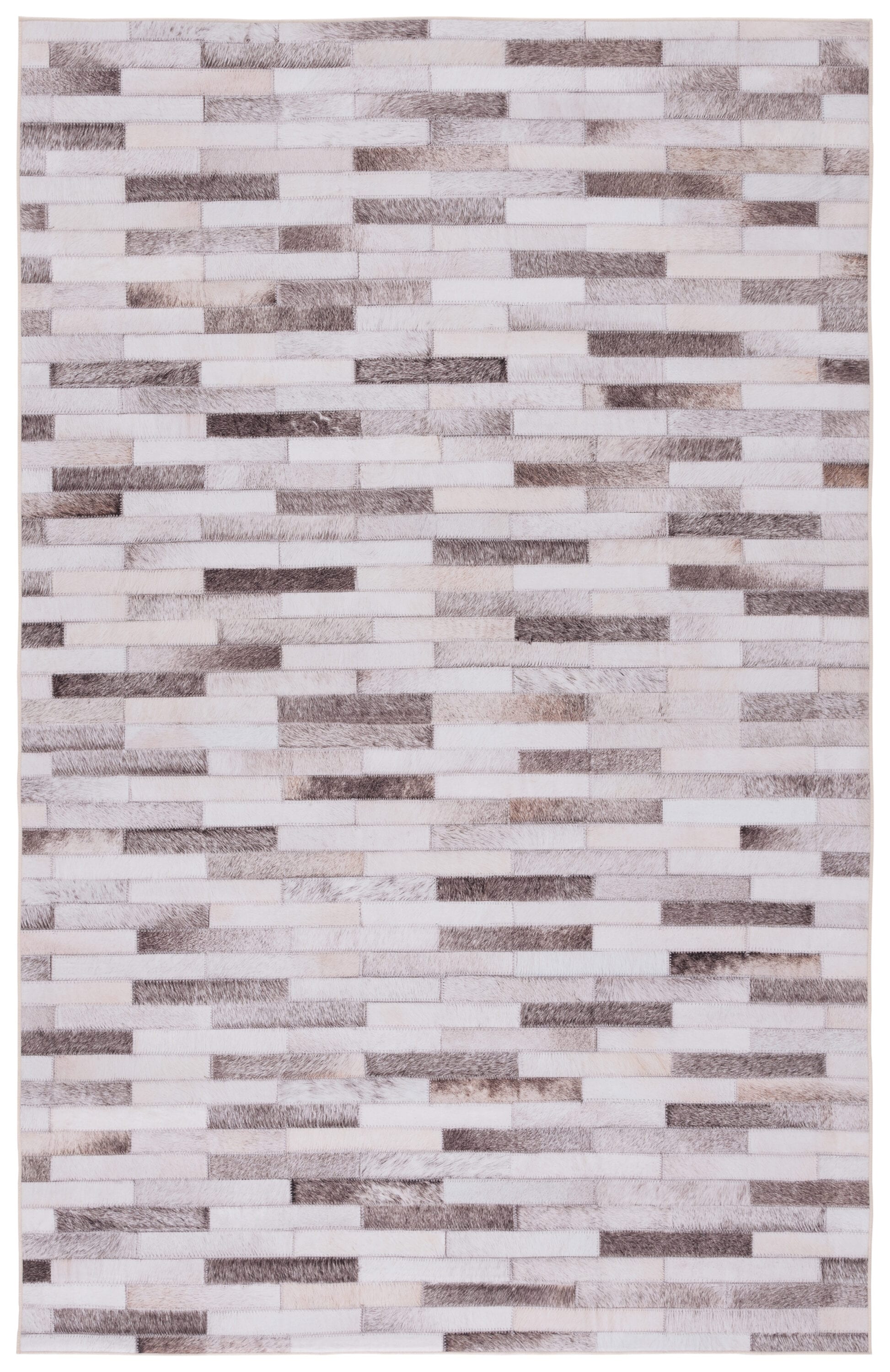 Beige and Brown Faux Fur Rectangular Washable Rug