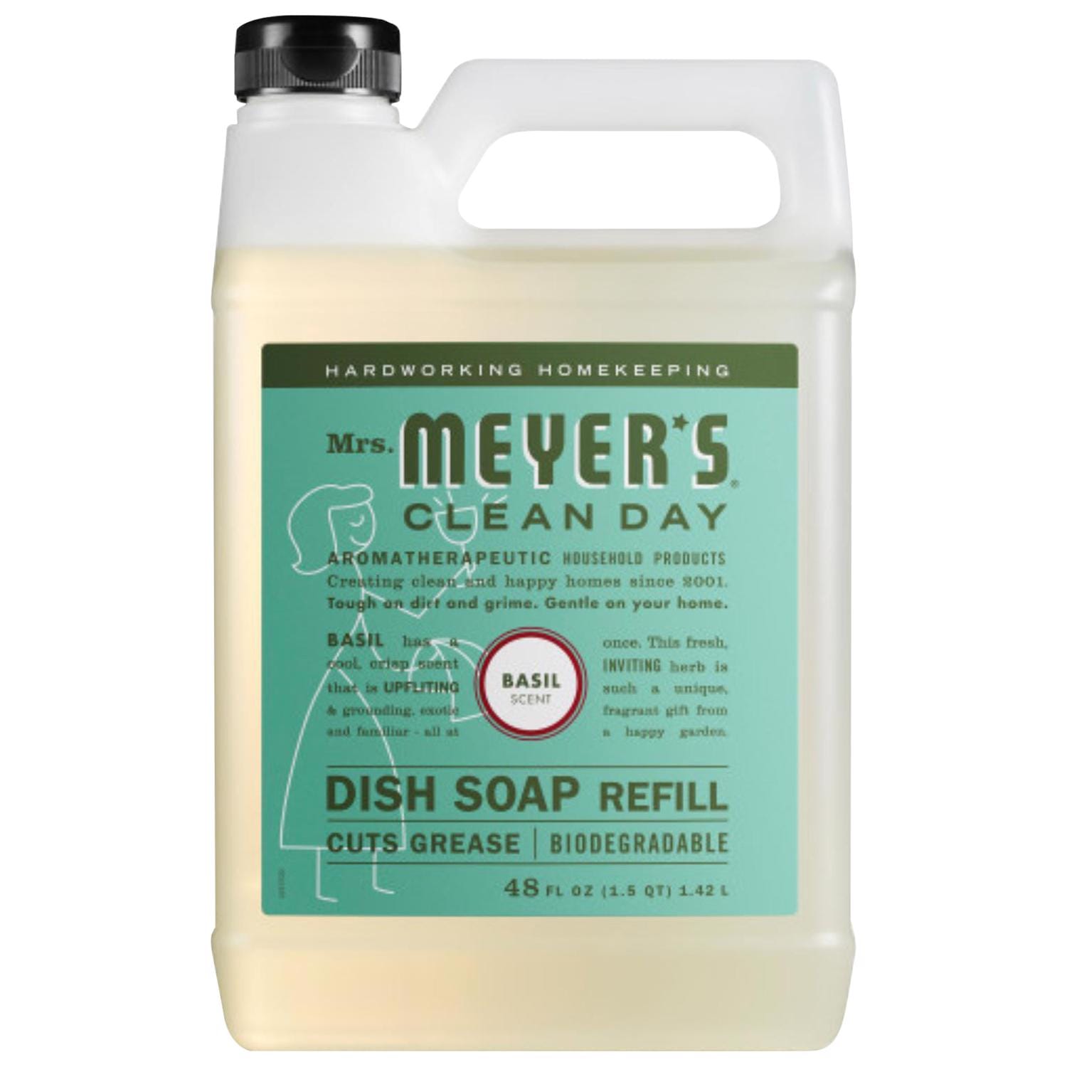 Mrs. Meyer's Clean Day EJD1024670 Basil Scent Liquid Dish Soap Refill 48 oz 1 pk