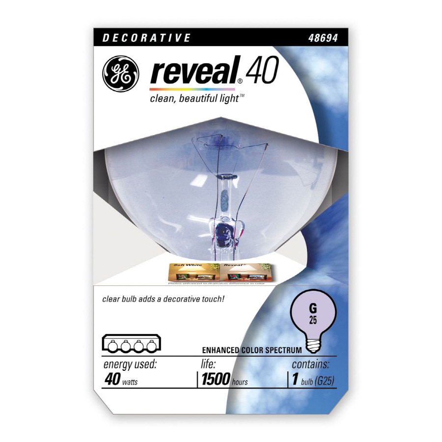 GE 48694 40-Watt EQ G25 Color-enhancing Medium Base (e-26) Dimmable Incandescent Light Bulb
