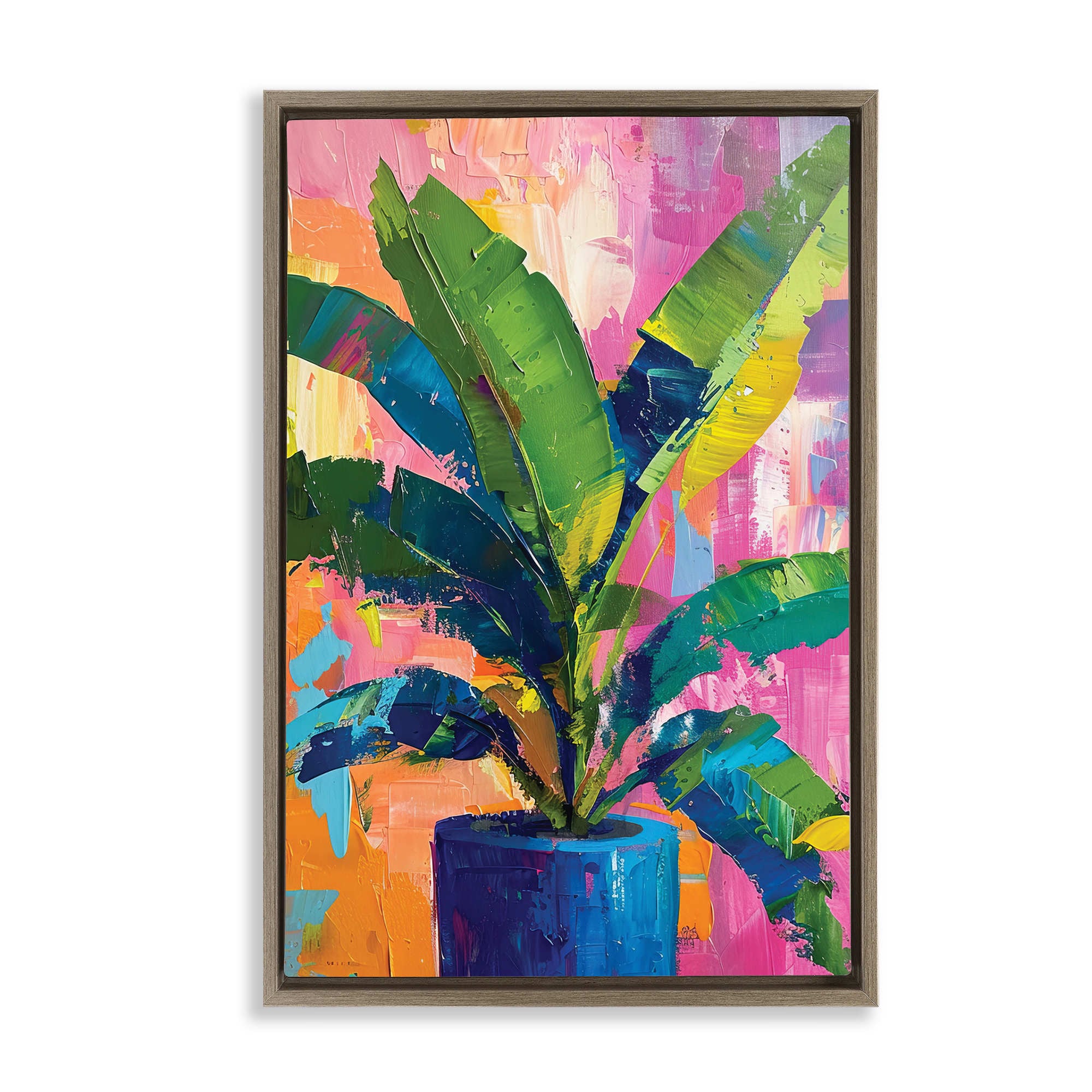 Stupell Industries BT-899-FFE-16X24 Modern Bright House Plant Floating Frame design by LSR Design Studio