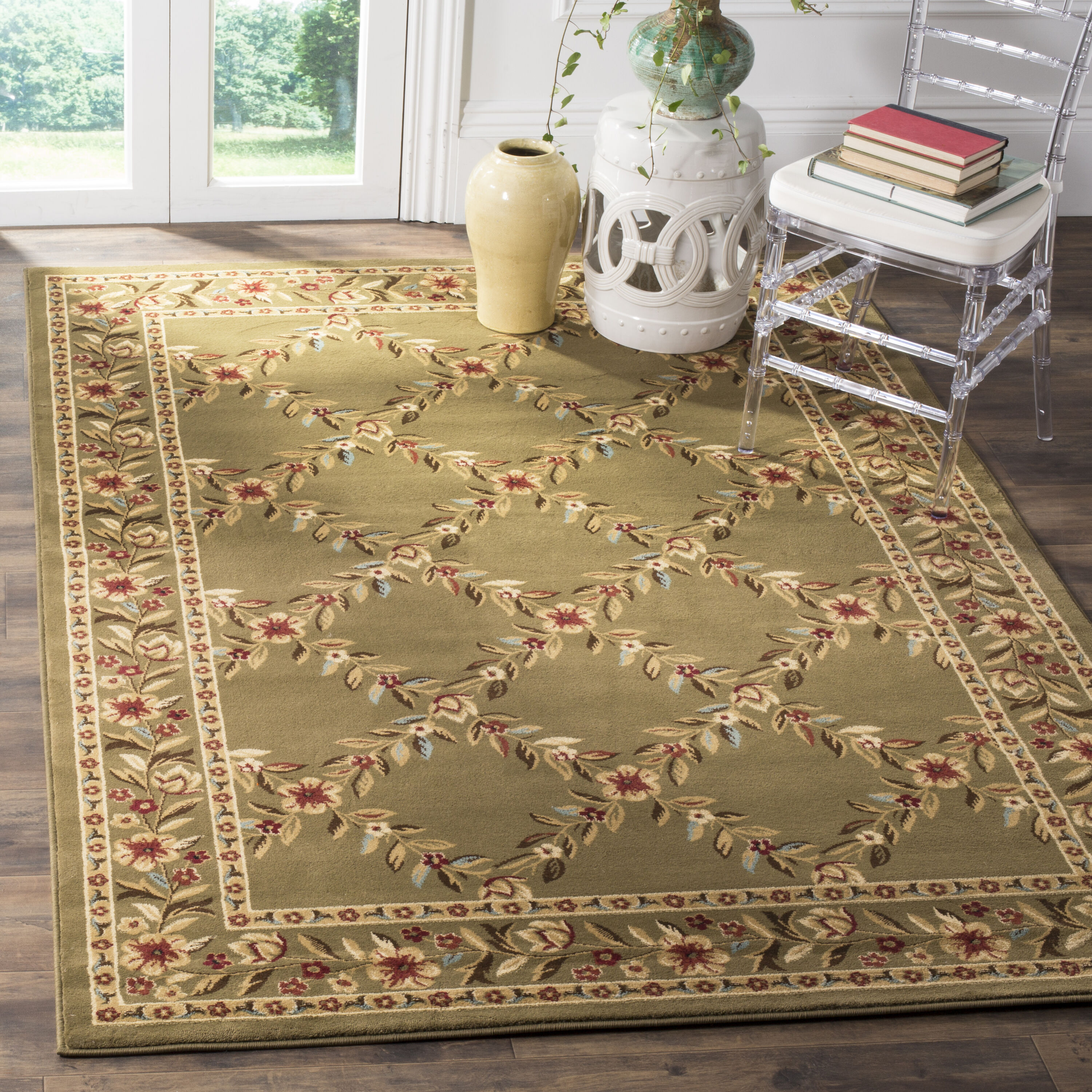 Safavieh Lyndhurst Open Floral 9 X 12 Ft Greengreen Indoor Floralbotanical Oriental Area Rug 8266