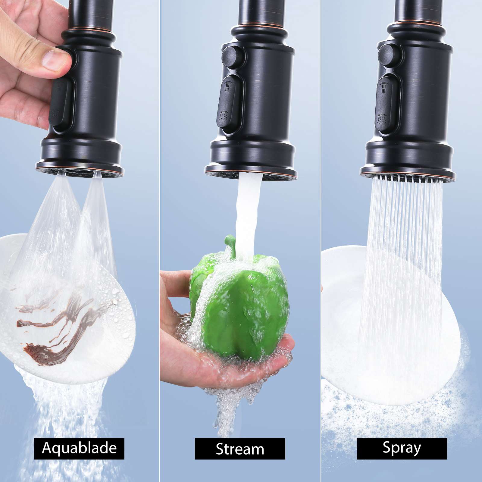 ALEASHA 3-Function Pull Down Kitchen Faucet Spray Head Nozzle ...