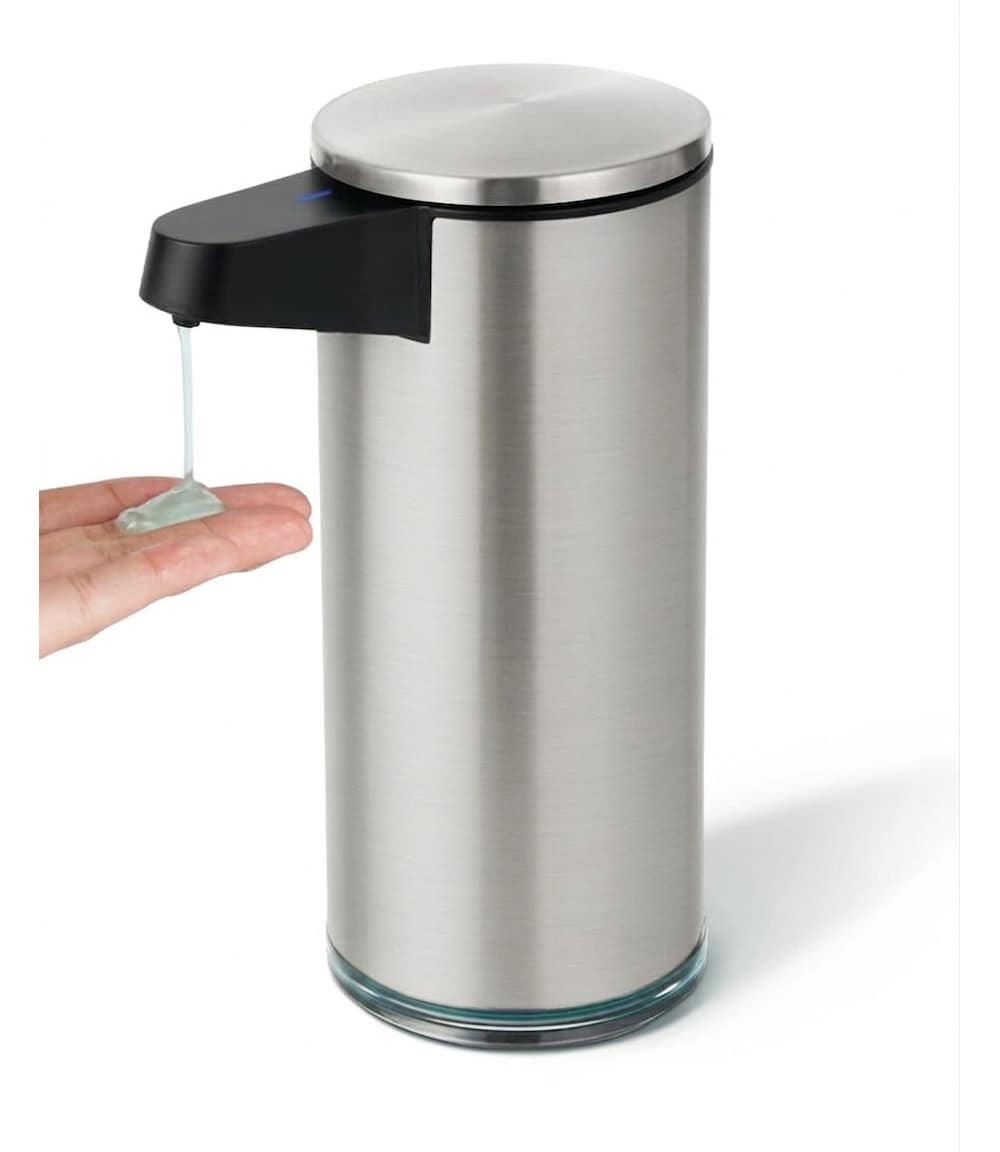 Phyfalip  SensePro Automatic Soap Dispenser Type C Charging Stainless Steel Finish 12 Dot 8 fl oz Bottle for Liquid Soap Touch Free Sensor