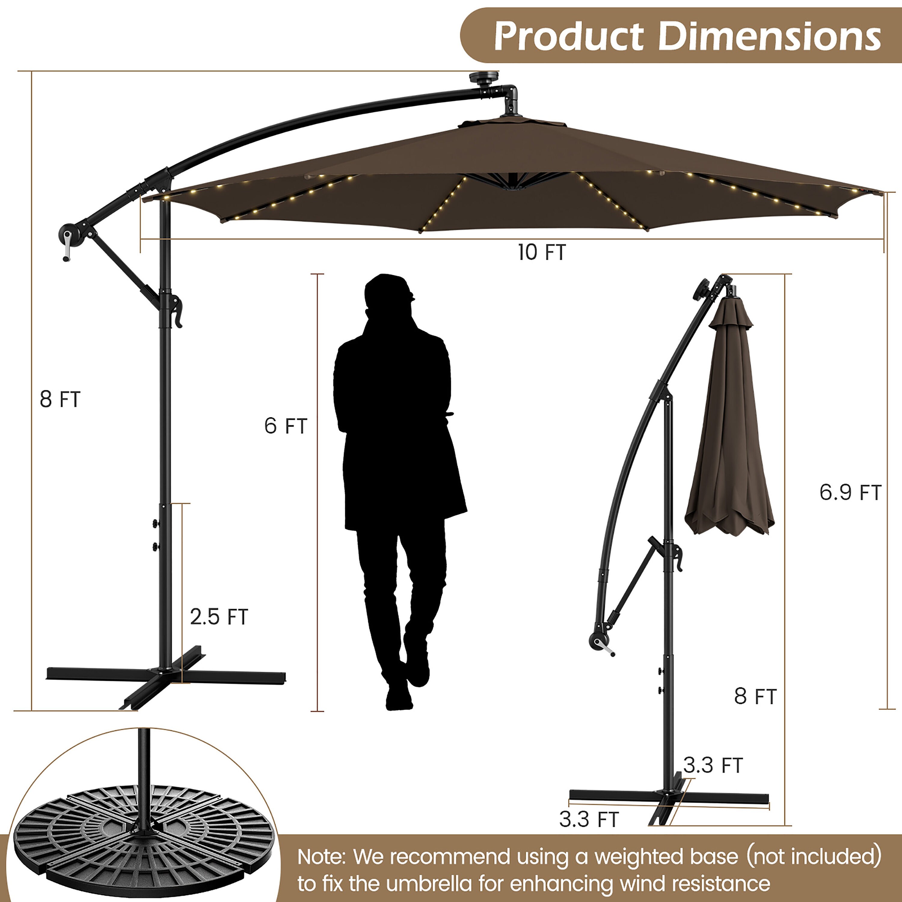 Costway NP10822CF Umbrellas-2 - View #9