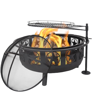 Black Steel Wood Burning Fire Pit, Heb Outdoor Fire Pits