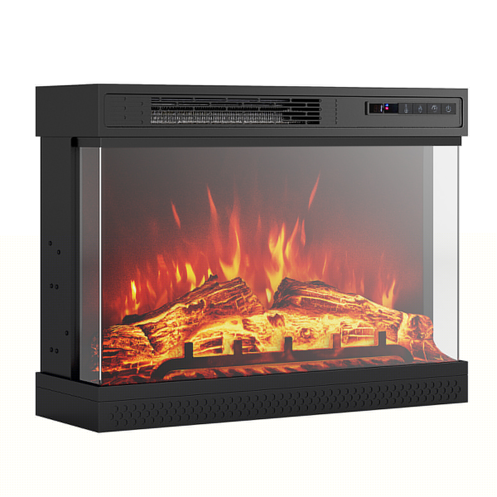 Slickblue 3 Sided Glass Electric Fireplace Heater With Remote Control For Indoor Living Room Bedroom Entertainment Room Width 24 In W Black 5000 BTU