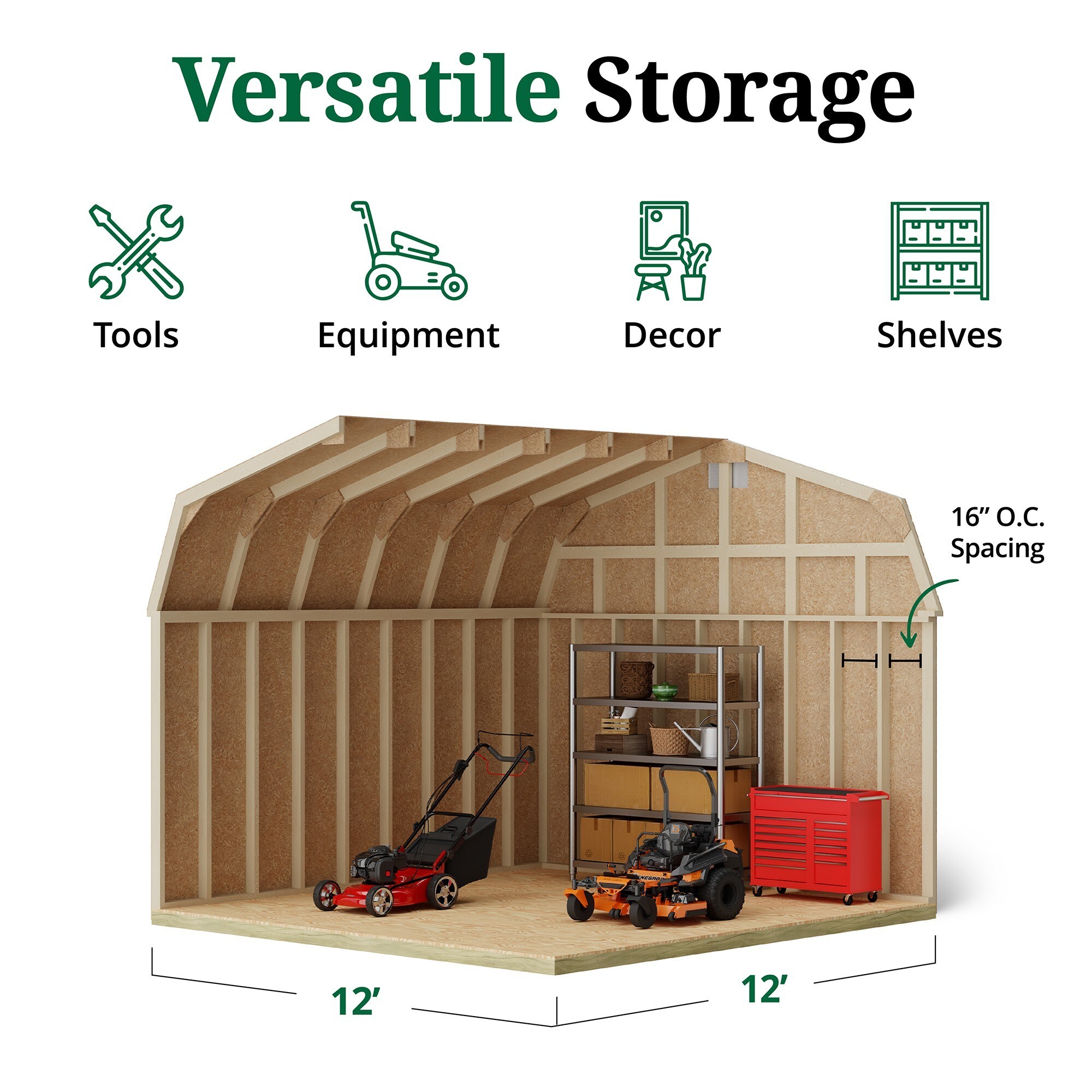Little Cottage Co 12X12 CGB-6-PC Wood-Storage-Buildings - View #4