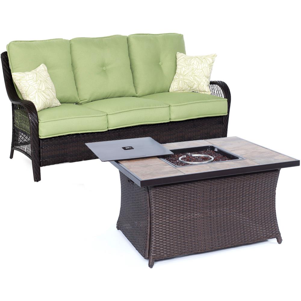 Hanover ORLEANS2PCFP-GRN-B Orleans 2-Piece Patio Conversation Set with Green Cushions