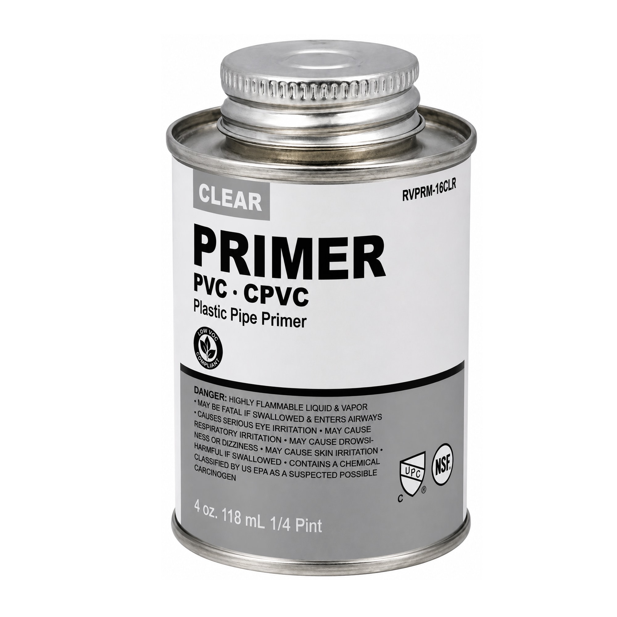 Supply Giant - SUPPLYGIANT 4 oz Clear PVC CPVC Primer Cement Industrial Grade Low VOC Fast Acting...