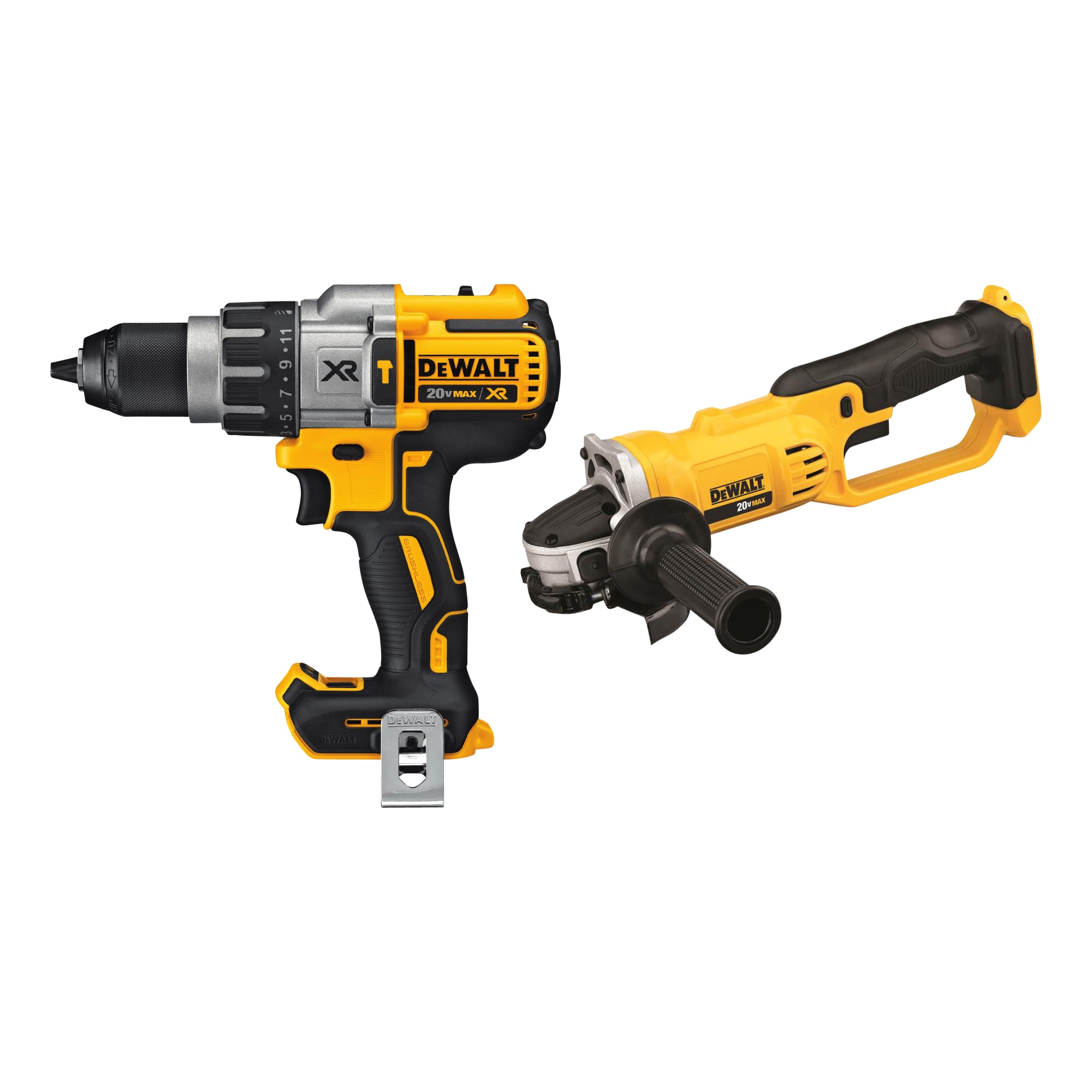 DEWALT XR POWER DETECT 1/2-in 20-volt Max 8-Amp Variable Speed Brushless Cordless Hammer Drill (Tool Only) & 4.5-in 20-Volt Trigger Switch Cordless