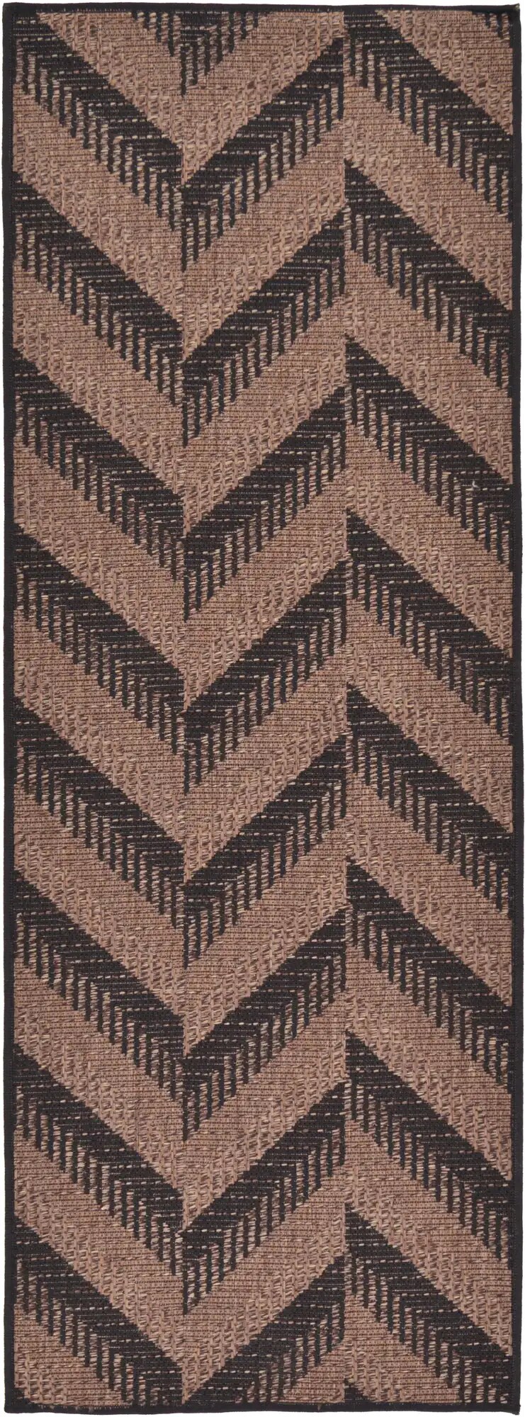 Reversible Brown Chevron Outdoor Runner Rug - Easy Care and Stain-resistant