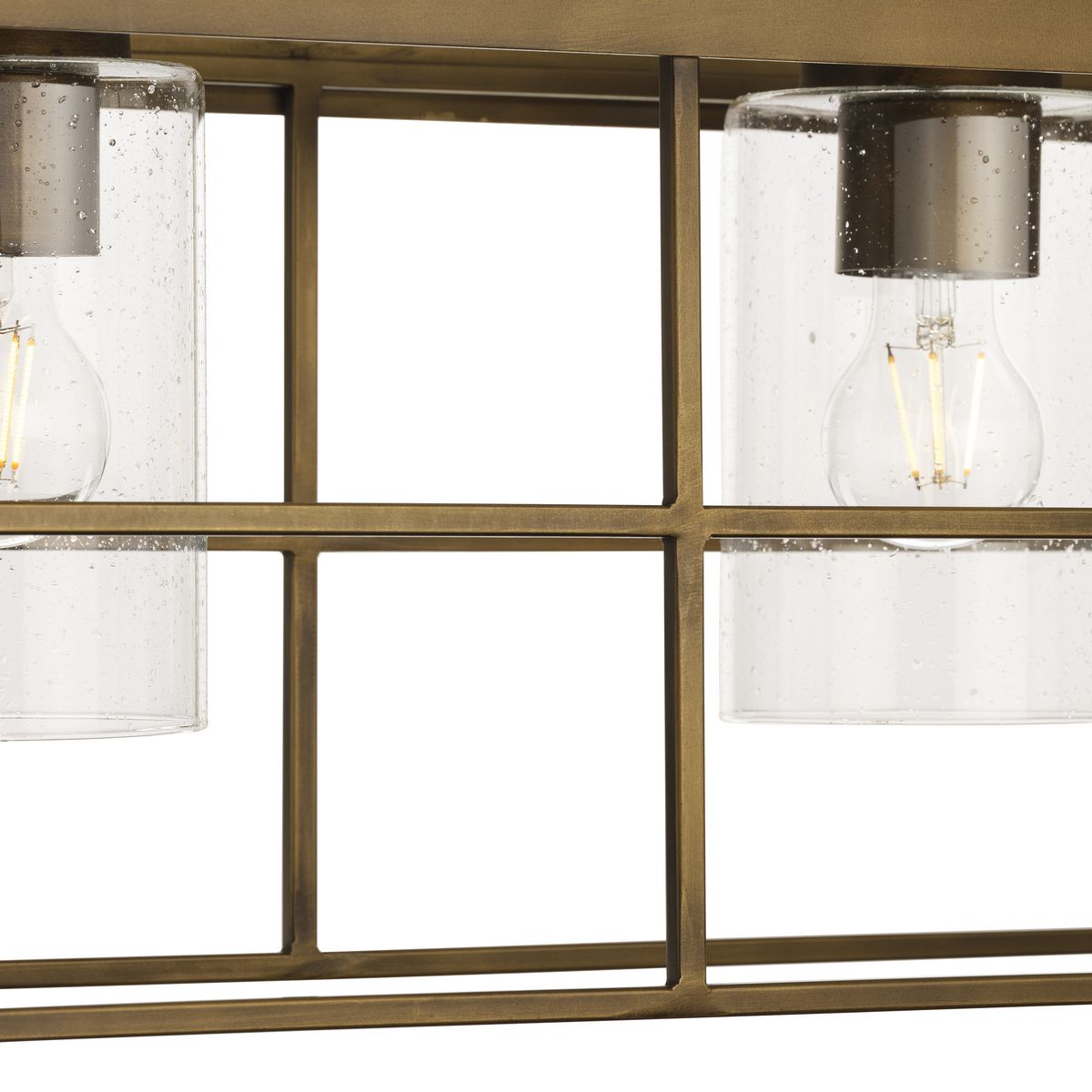 Burgess Aged Bronze 44'' Modern Farmhouse Island Light with Seeded Glass