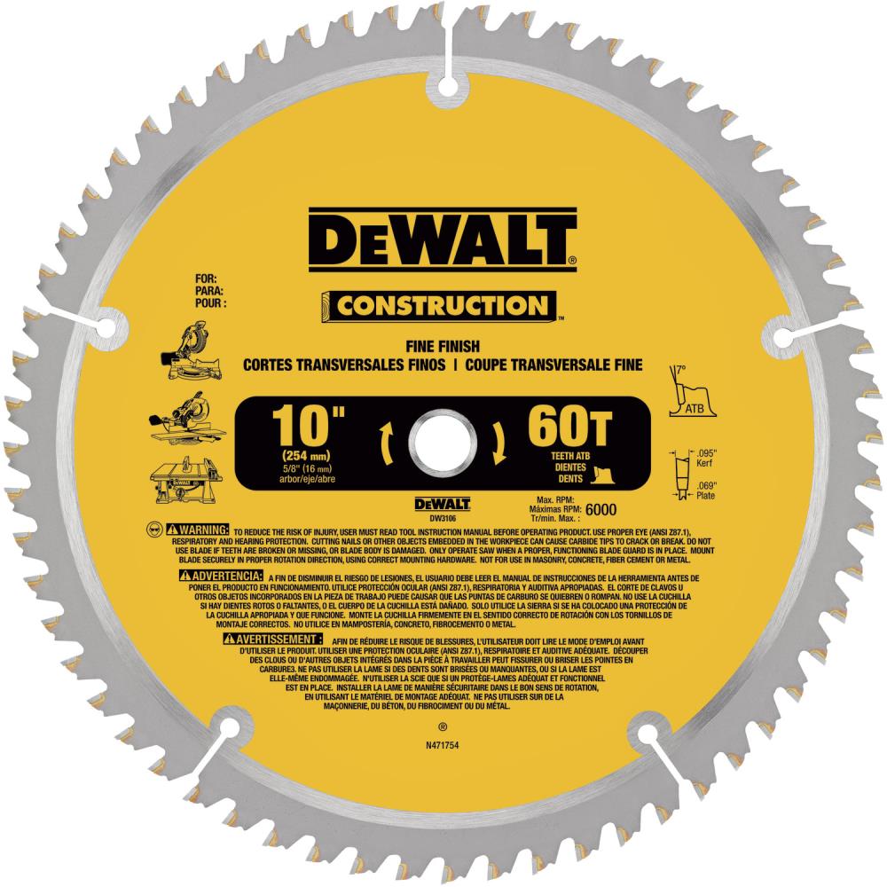 60 Tooth Carbide Table Saw Blade, 10 Chop Saw Blade For Laminate Flooring