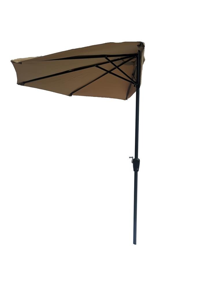 9 Ft Khaki Half Round Patio Umbrella, Patio Half Umbrella