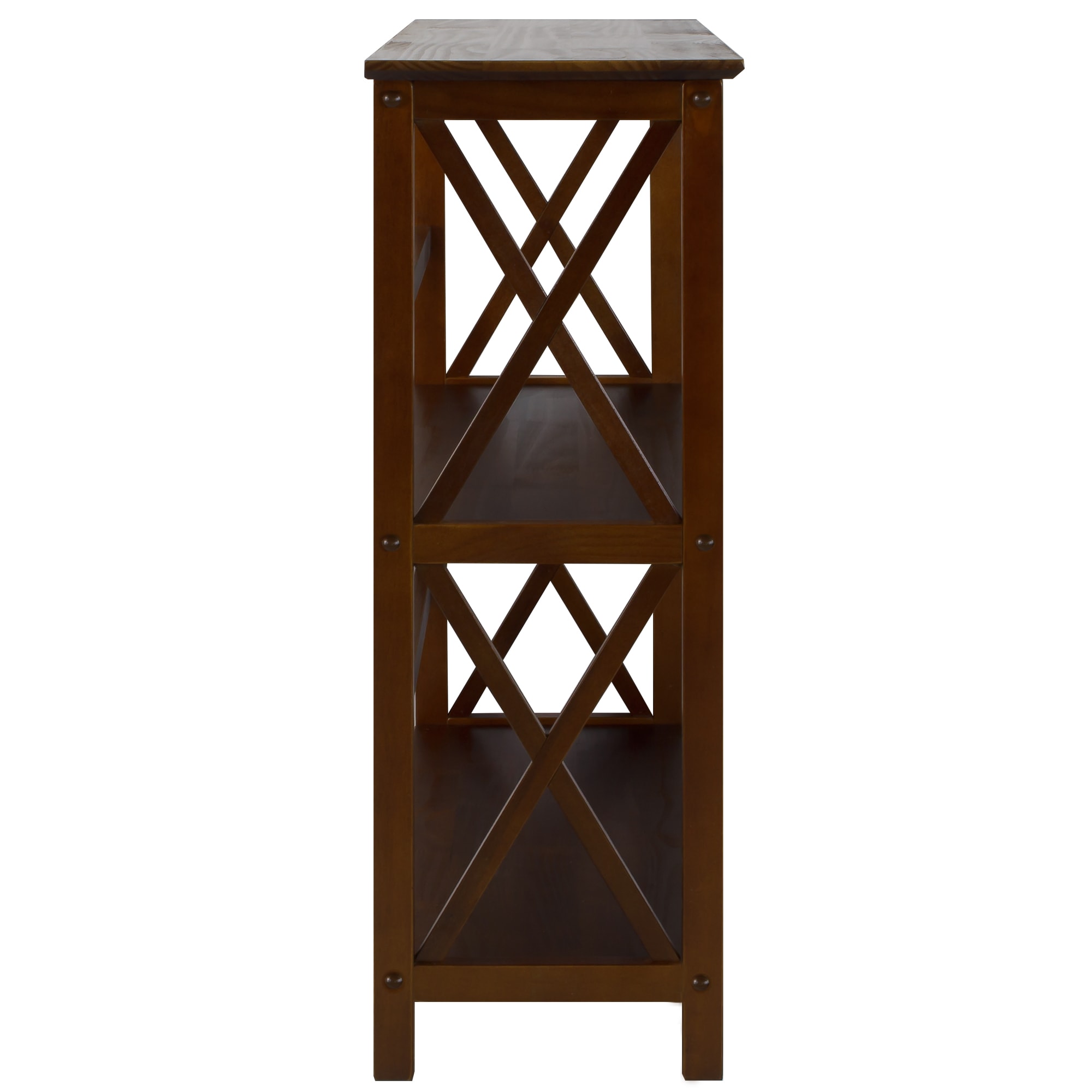 Contemporary Walnut Wood Bookcase with X-Design Doors