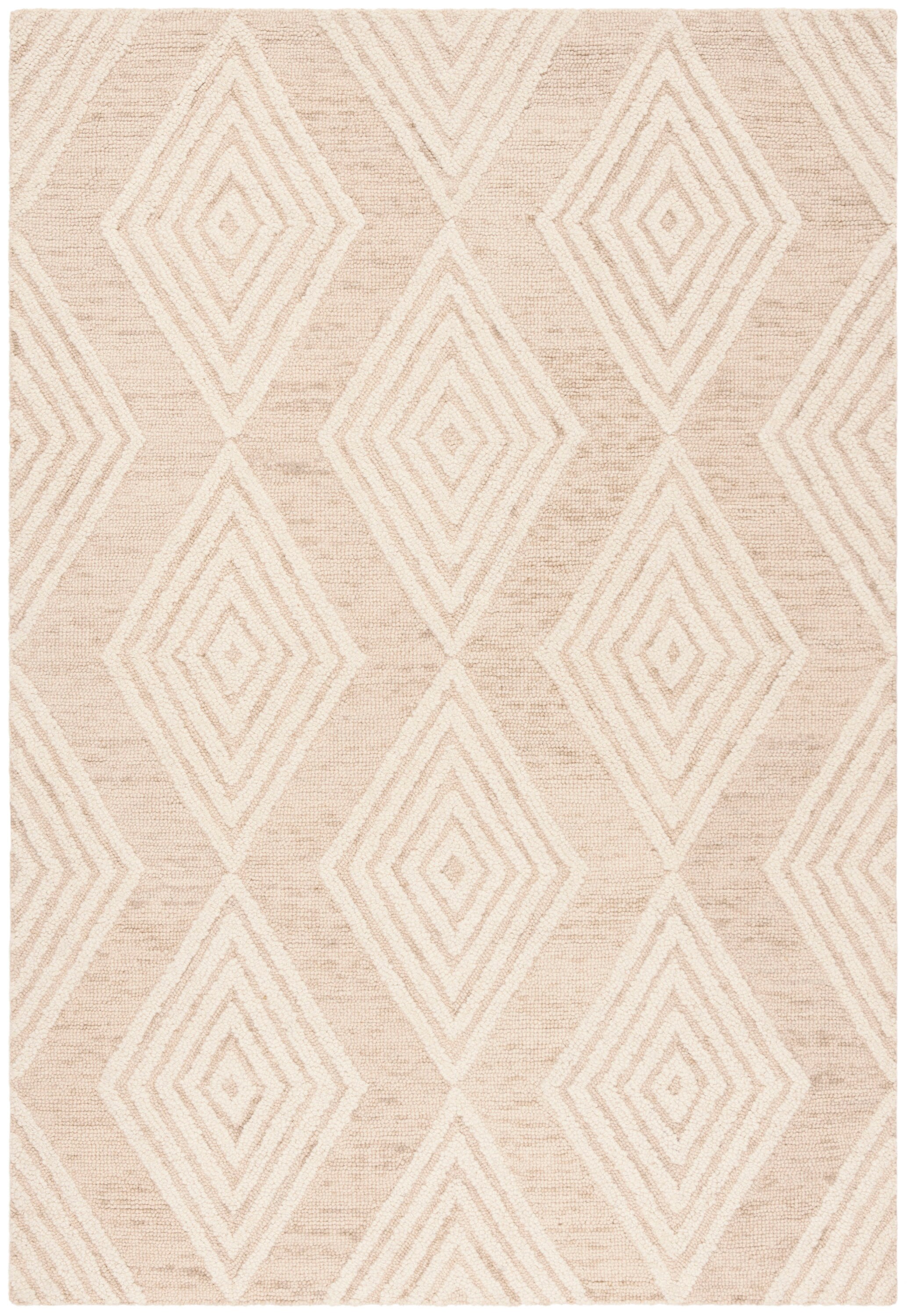Safavieh BLM111B-4 Blossom Madora 4 x 6 (ft) Tufted Wool Beige/Ivory Rectangular Indoor Geometric Farmhouse/Cottage Area rug