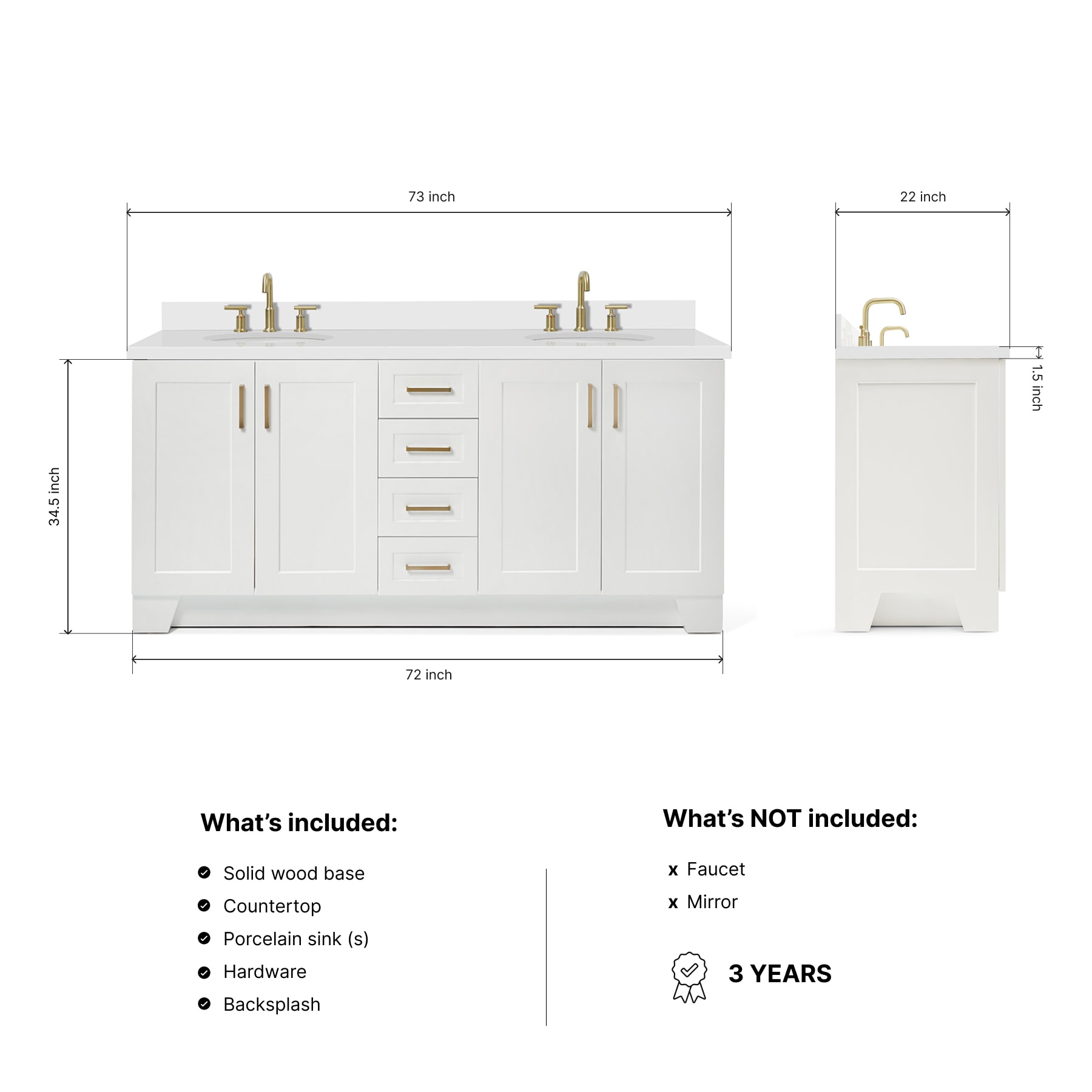 ARIEL Q073DWQOVOWHT Bath-Vanity-Combo - View #3
