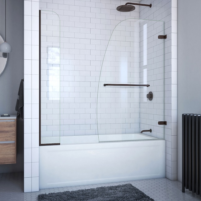 DreamLine Aqua Uno 56-60-in W x 58-in H Frameless Hinged Tub Door with  Extender Panel in Oil Rubbed Bronze in the Bathtub Doors department at  Lowes.com