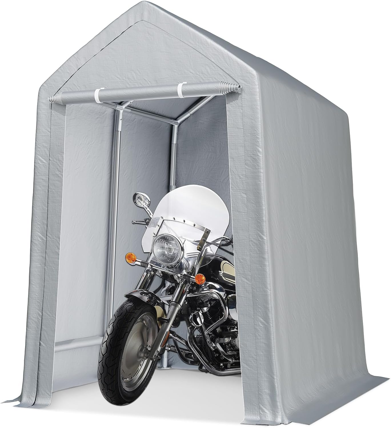 Qeetex DYQ-PHO-11EIEX2B Motorcycle Outdoor Storage Tent  Portable Carport Shelter Garages Heavy Duty Canopy with Rolled Up Zipper Doors Outside Utility Shed Garage Tent for Motorcycle  Bicycles Lawn Mowers and Tools